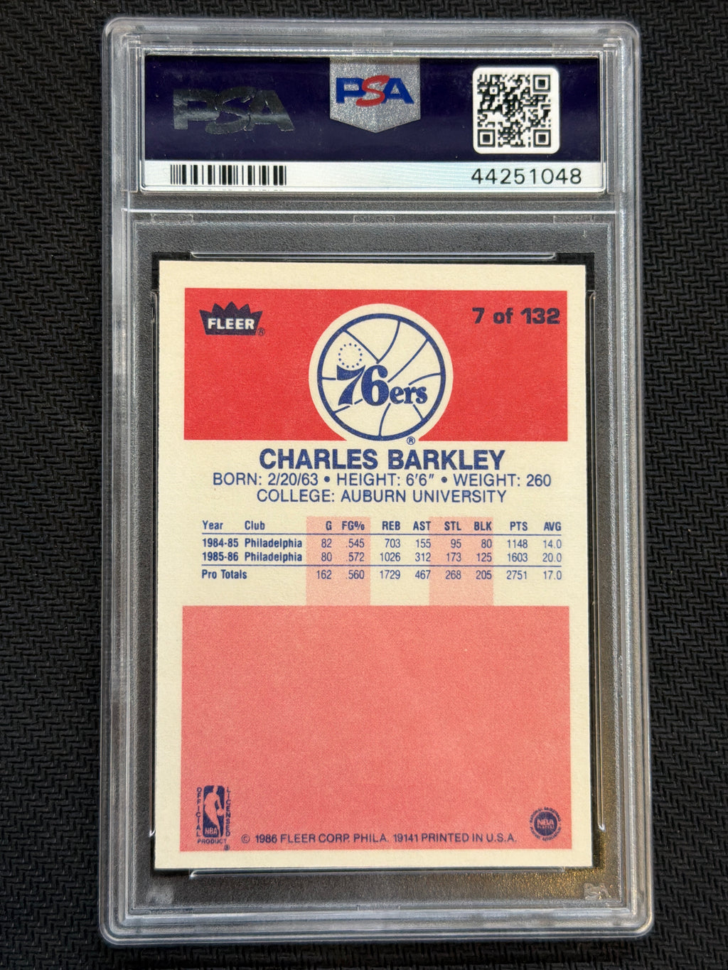 1986 Fleer Charles Barkley #7 Rookie PSA 8.5