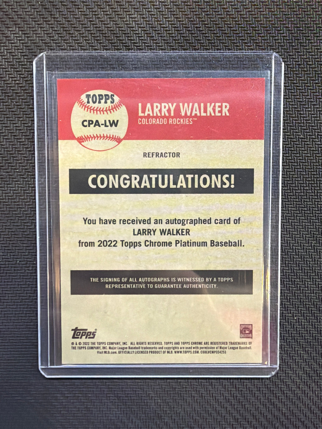 2022 Topps Chrome Platinum Larry Walker Auto Rockies