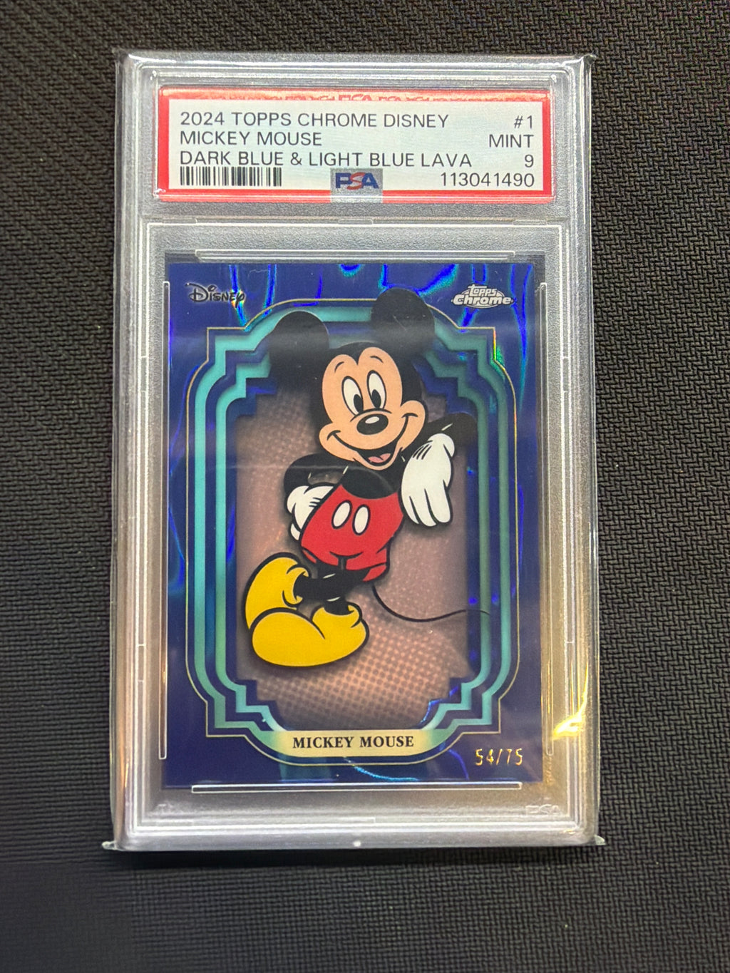 2024 Topps Chorme Disney Mickey Mouse Dark Blue & Lava /75 PSA 9