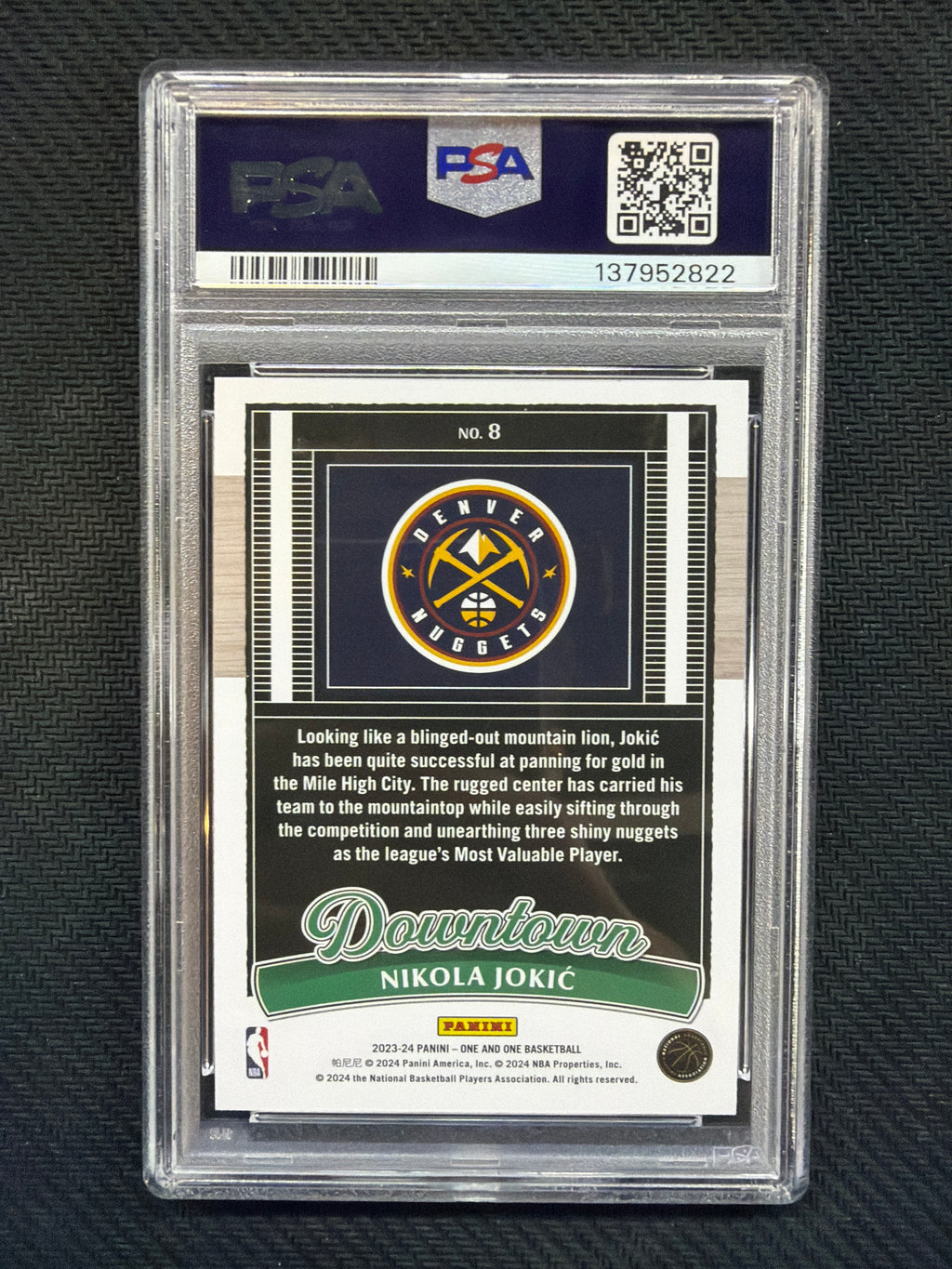 2023 Panini One And One Nikola Jokic Downtown! PSA 10 Nuggets