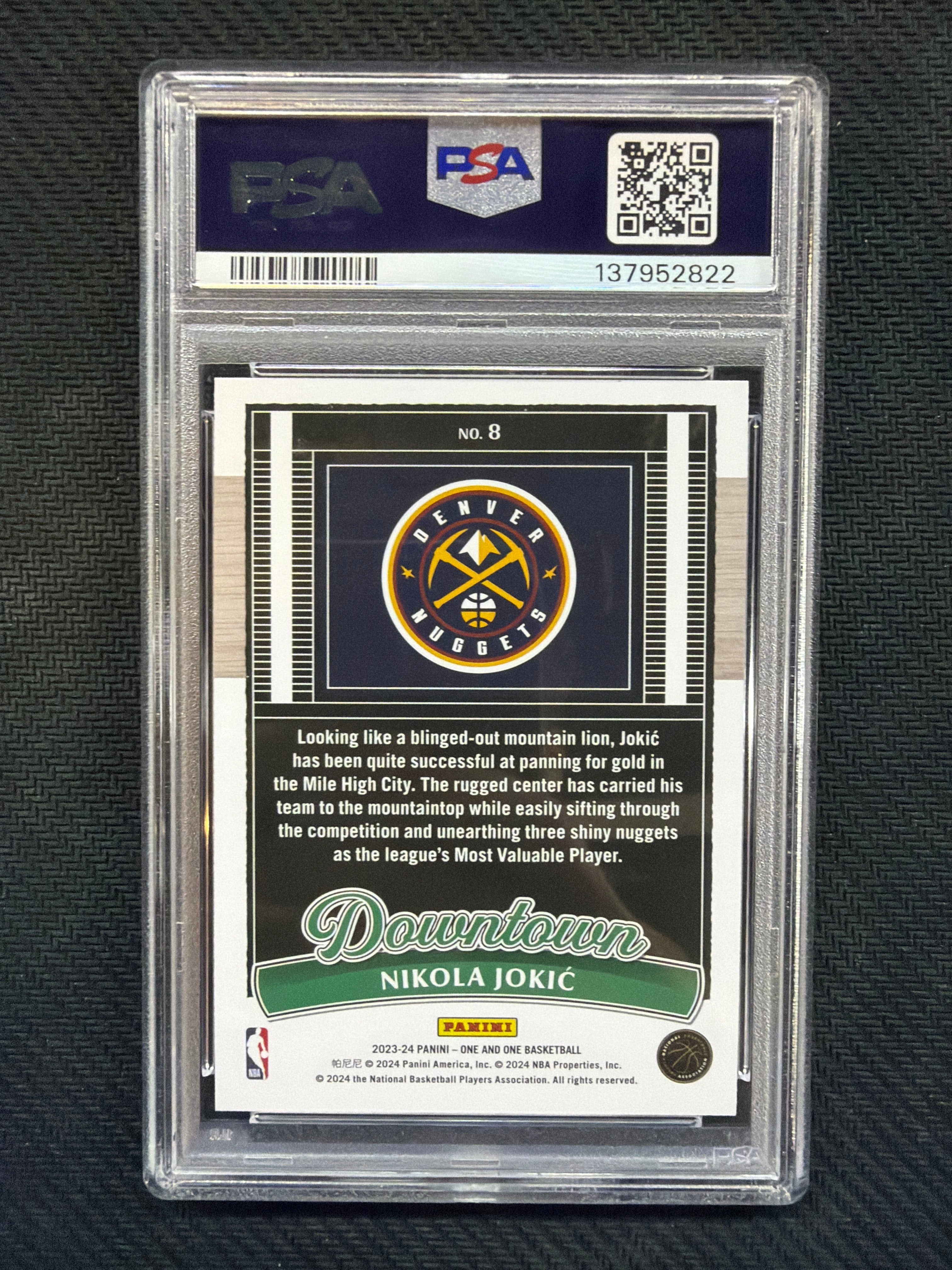 2023 Panini One And One Nikola Jokic Downtown! PSA 10 Nuggets