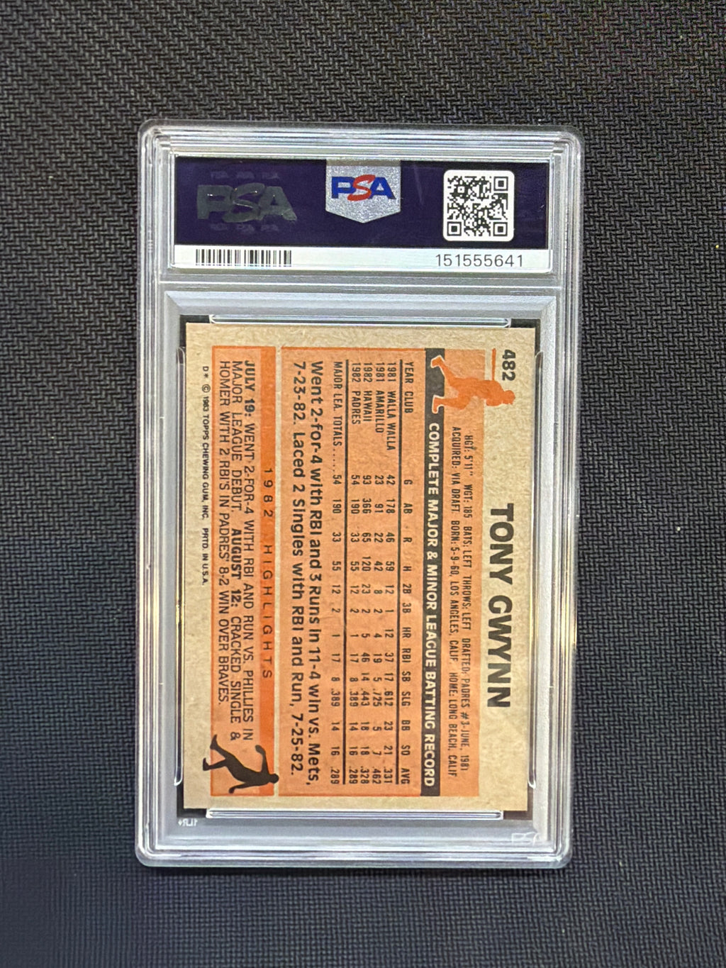 1983 Topps Tony Gwynn #482 PSA 6 641 Rookie