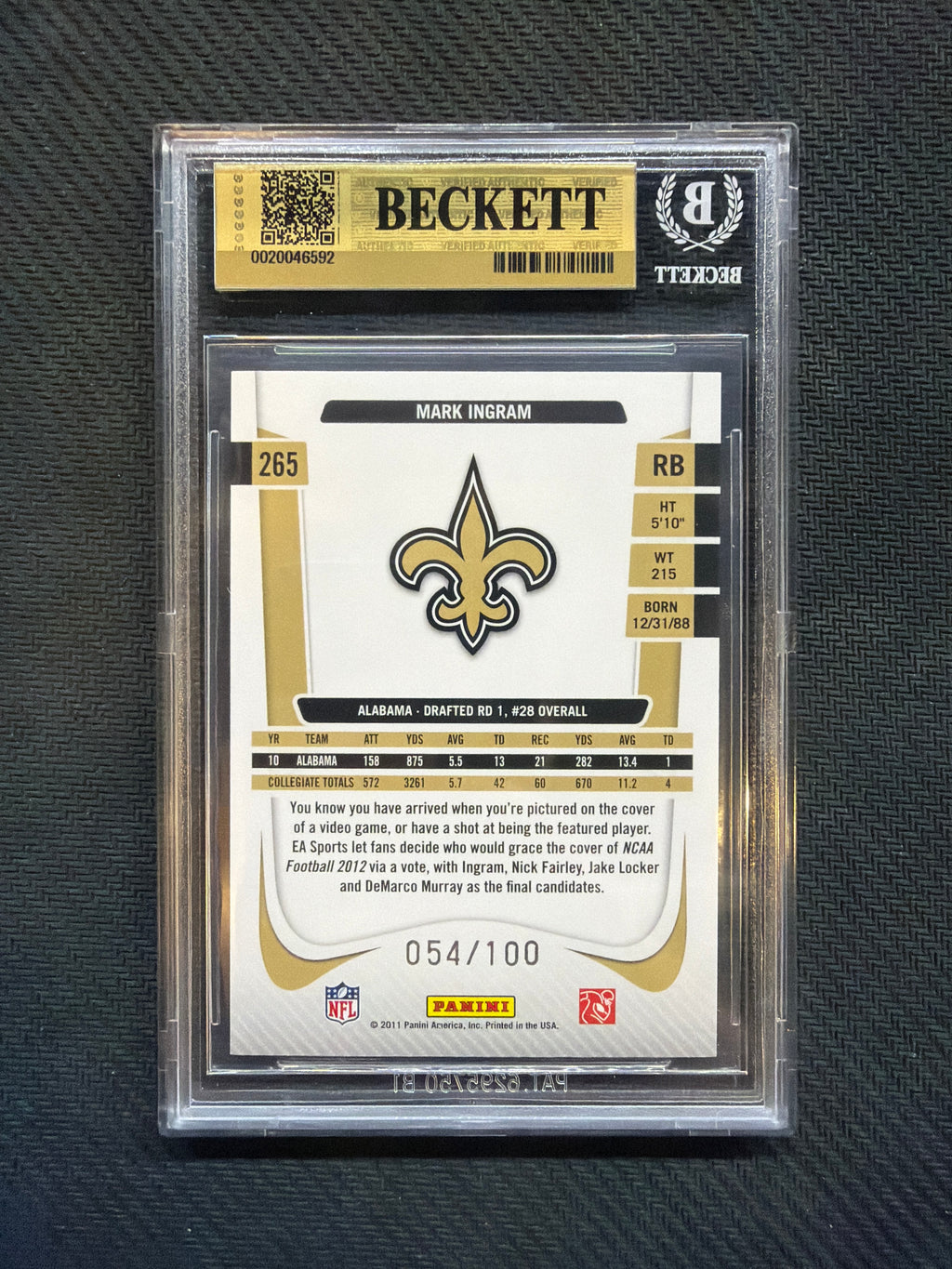 2011 Prestige Xtra Points Mark Ingram Red /100 BGS 9.5 Alabama