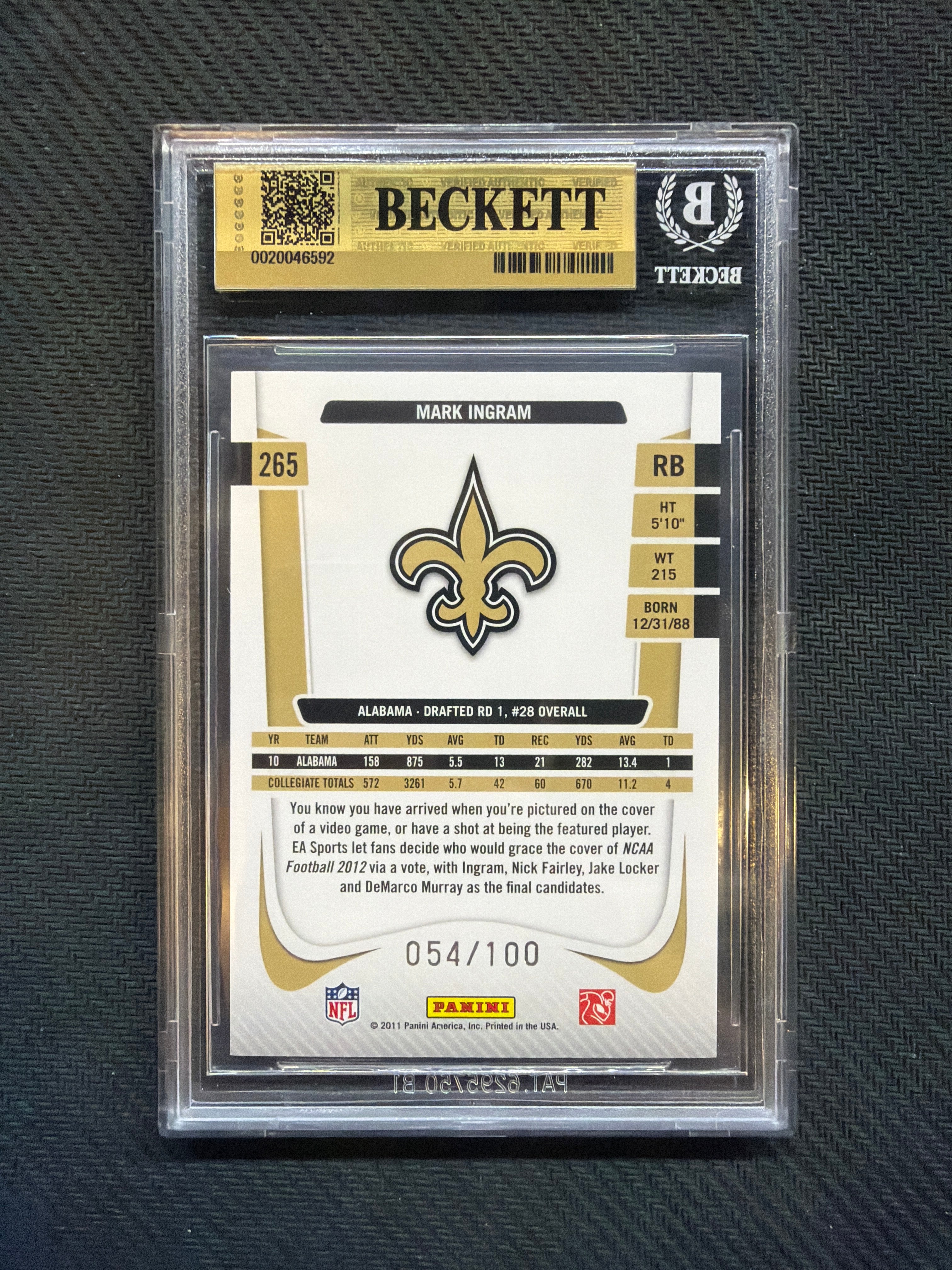 2011 Prestige Xtra Points Mark Ingram Red /100 BGS 9.5 Alabama
