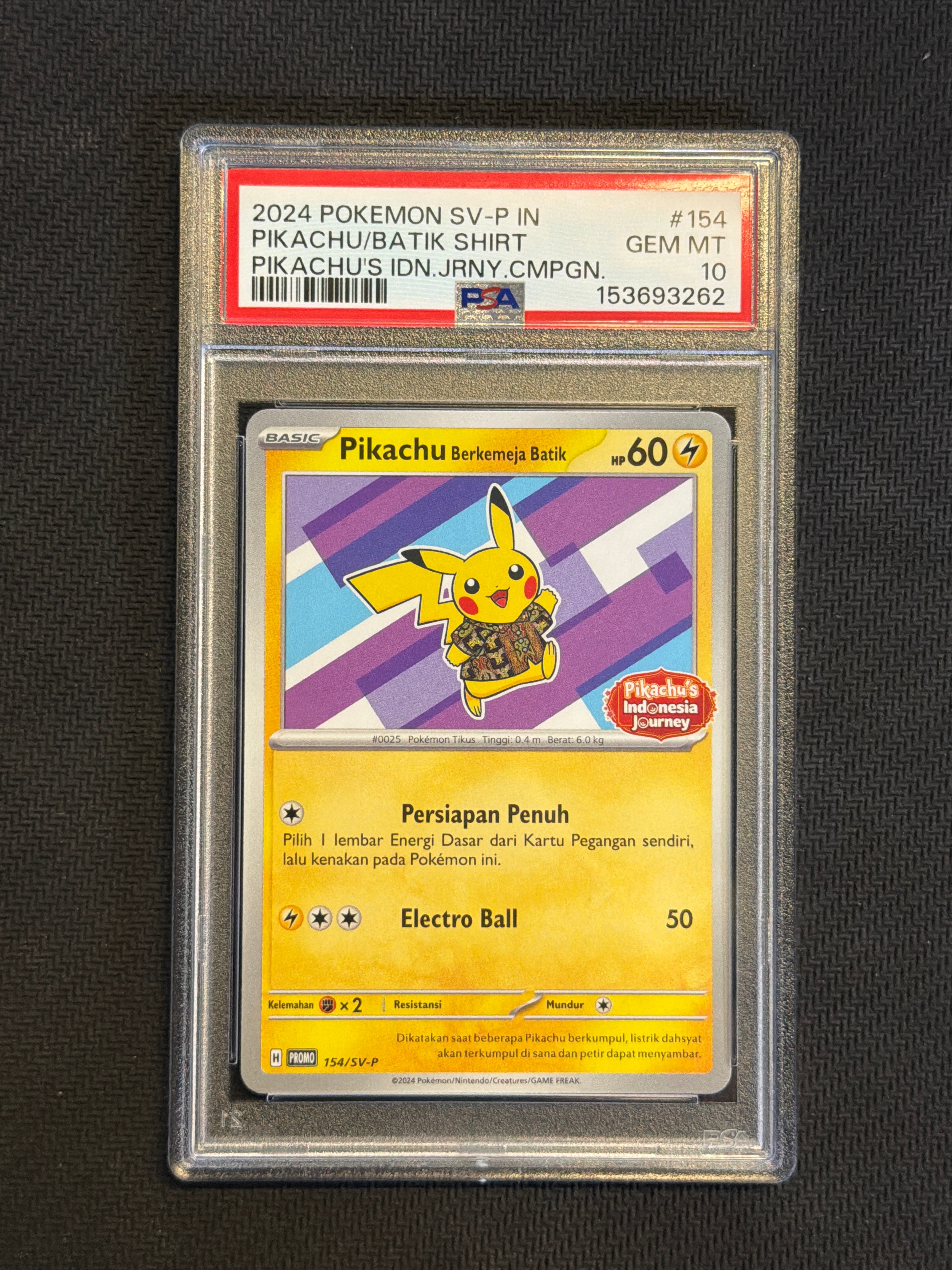 2024 Pokemon Pikachu Batik Shirt 154/SV-P PSA 10