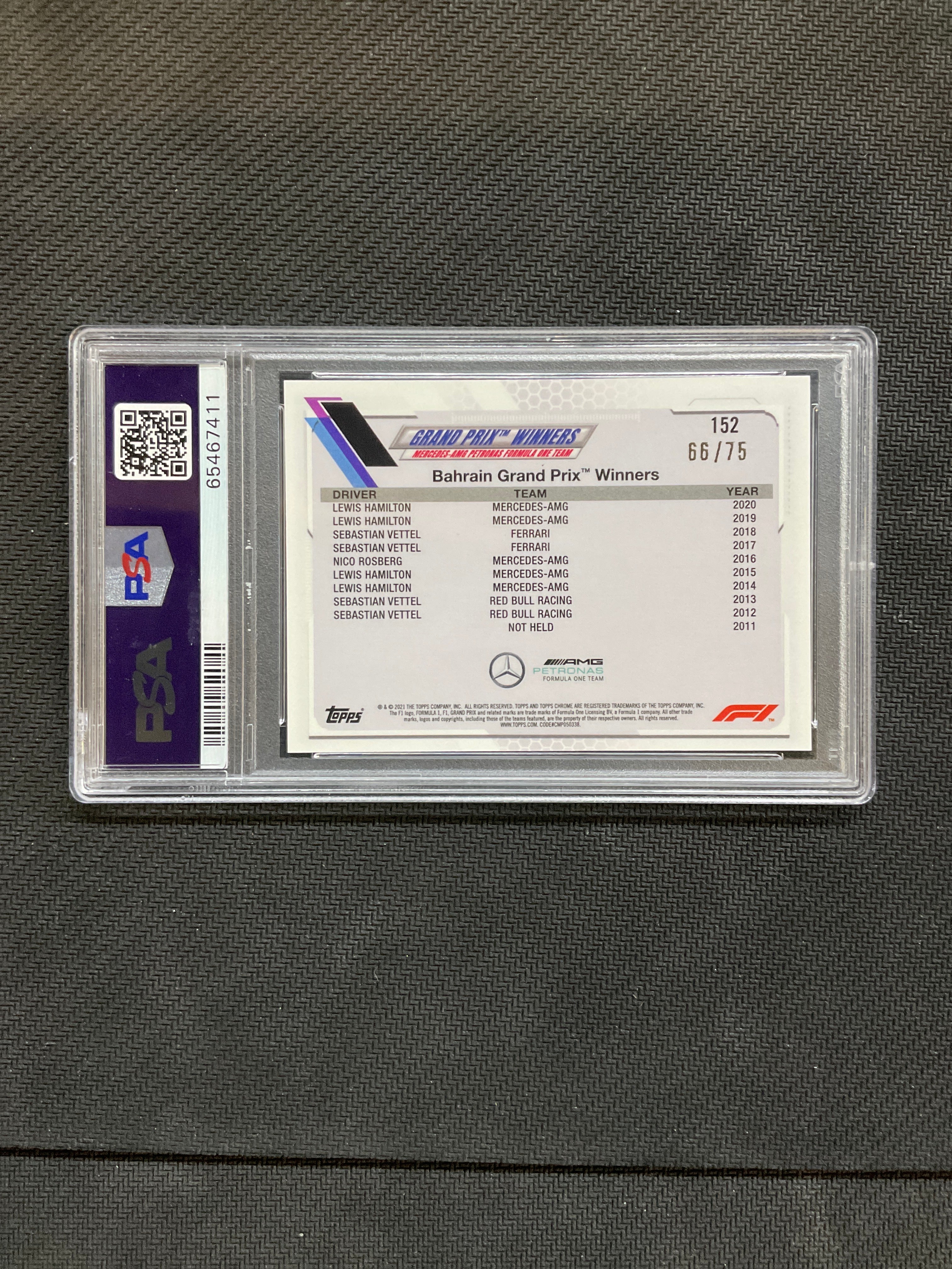 2021 Topps Chrome F1 Sapphire Lewis Hamilton Green /75 PSA 10 411