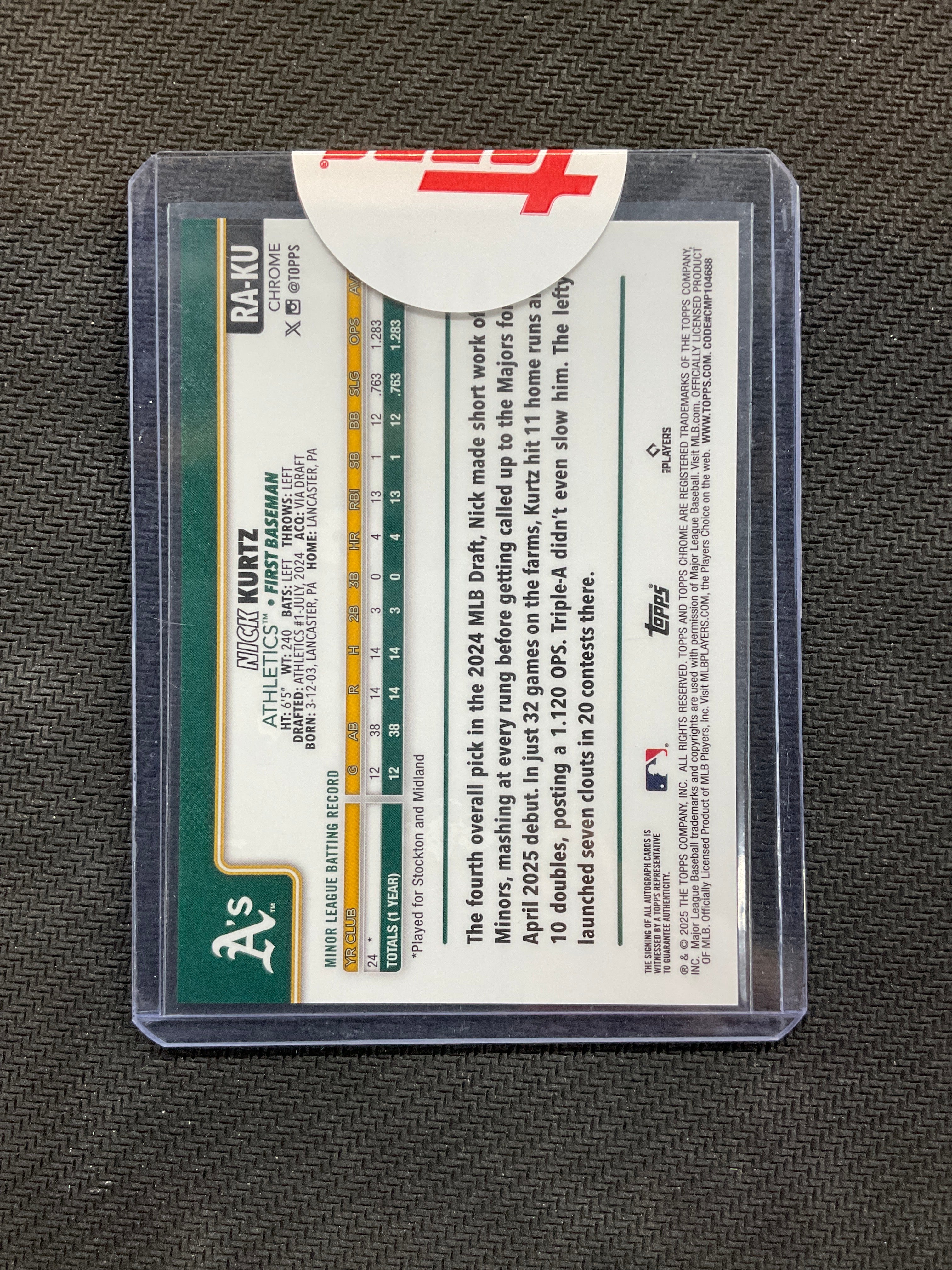2025 Topps Chrome Nick Kurtz Rookie Auto A's