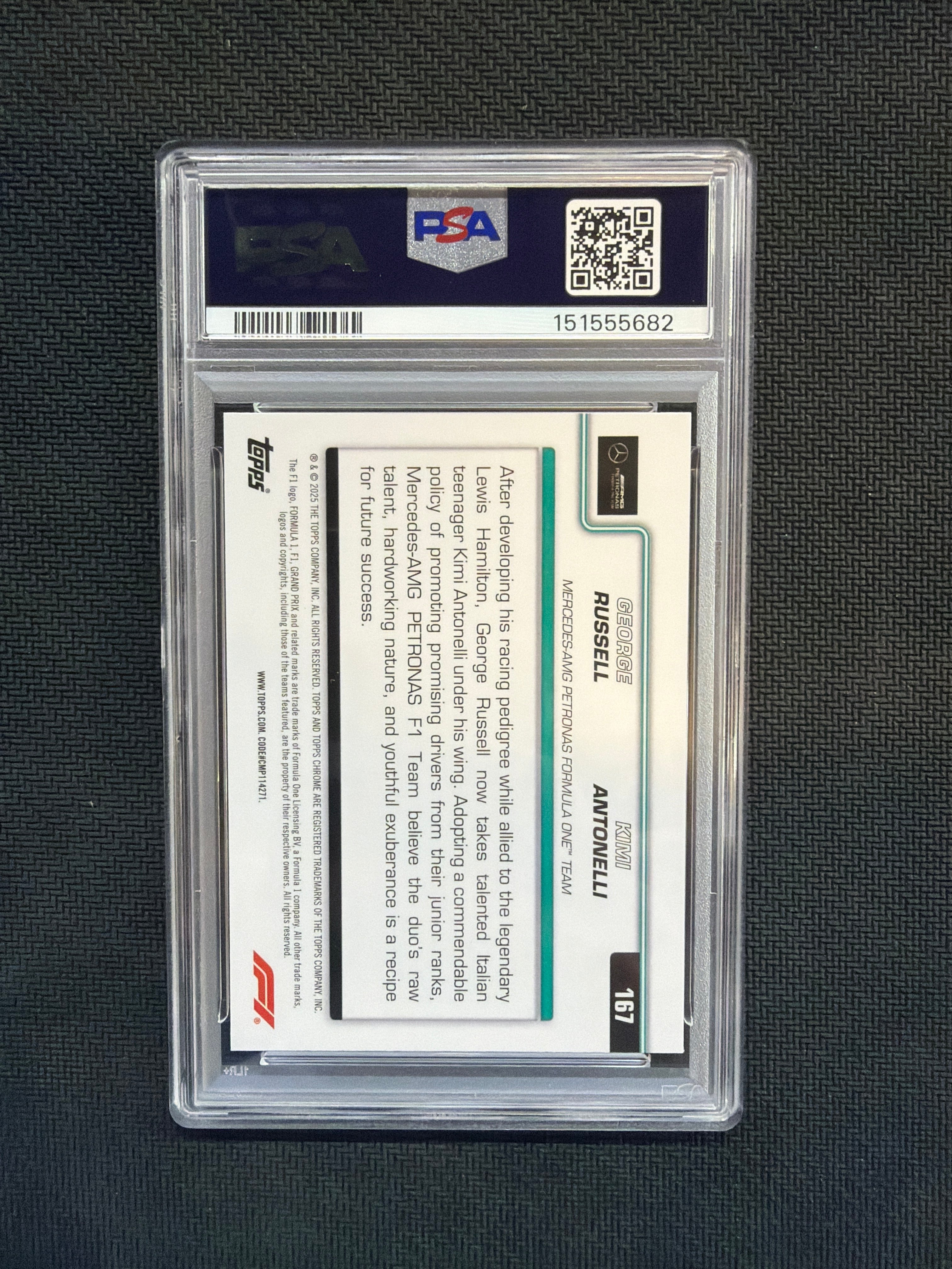 2025 Topps Chrome F1 Sapphire Kimi Antonelli George Russell Duo PSA 10