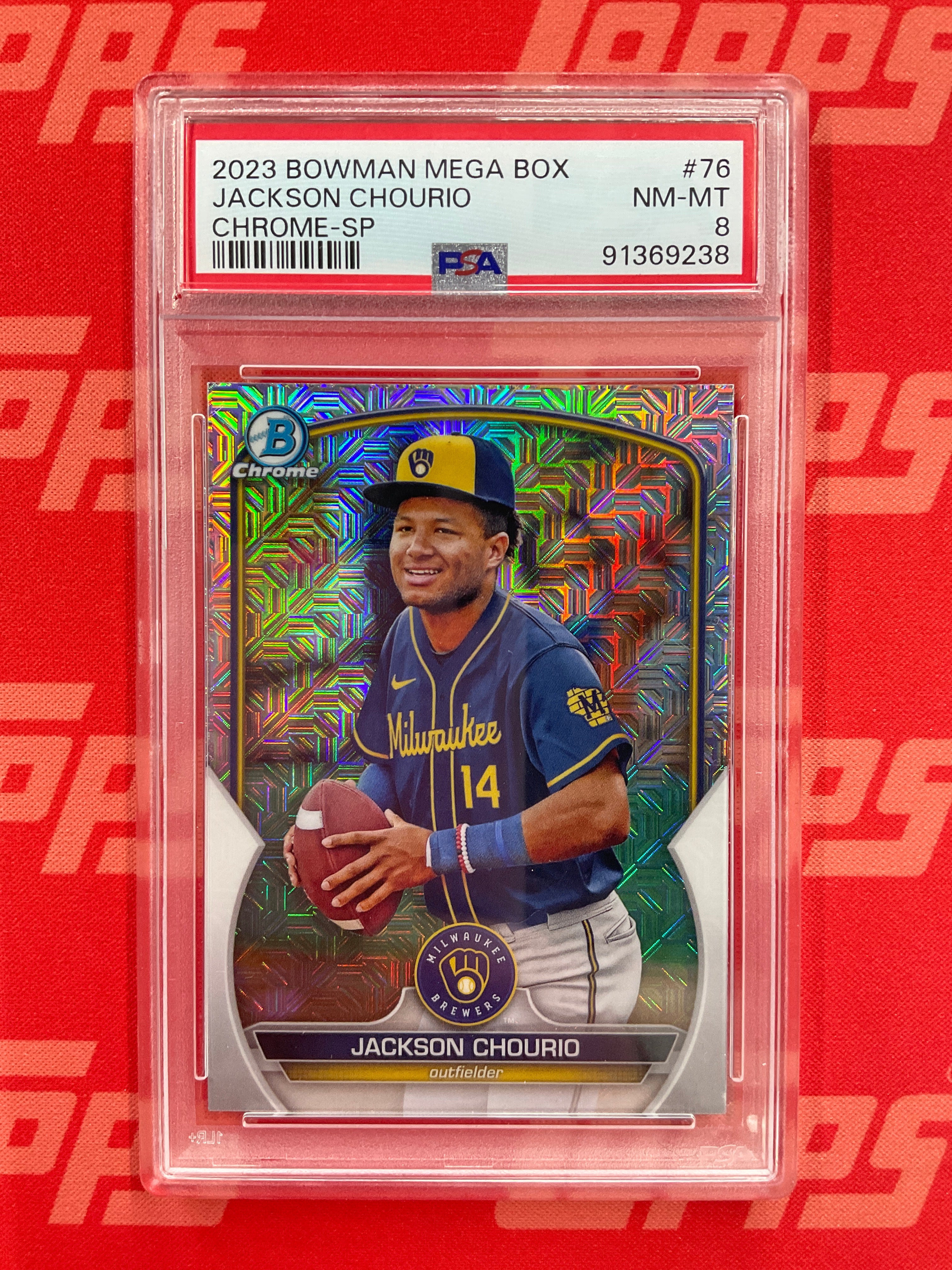 2023 Bowman Mega Box Jackson Chourio Image SP PSA 8