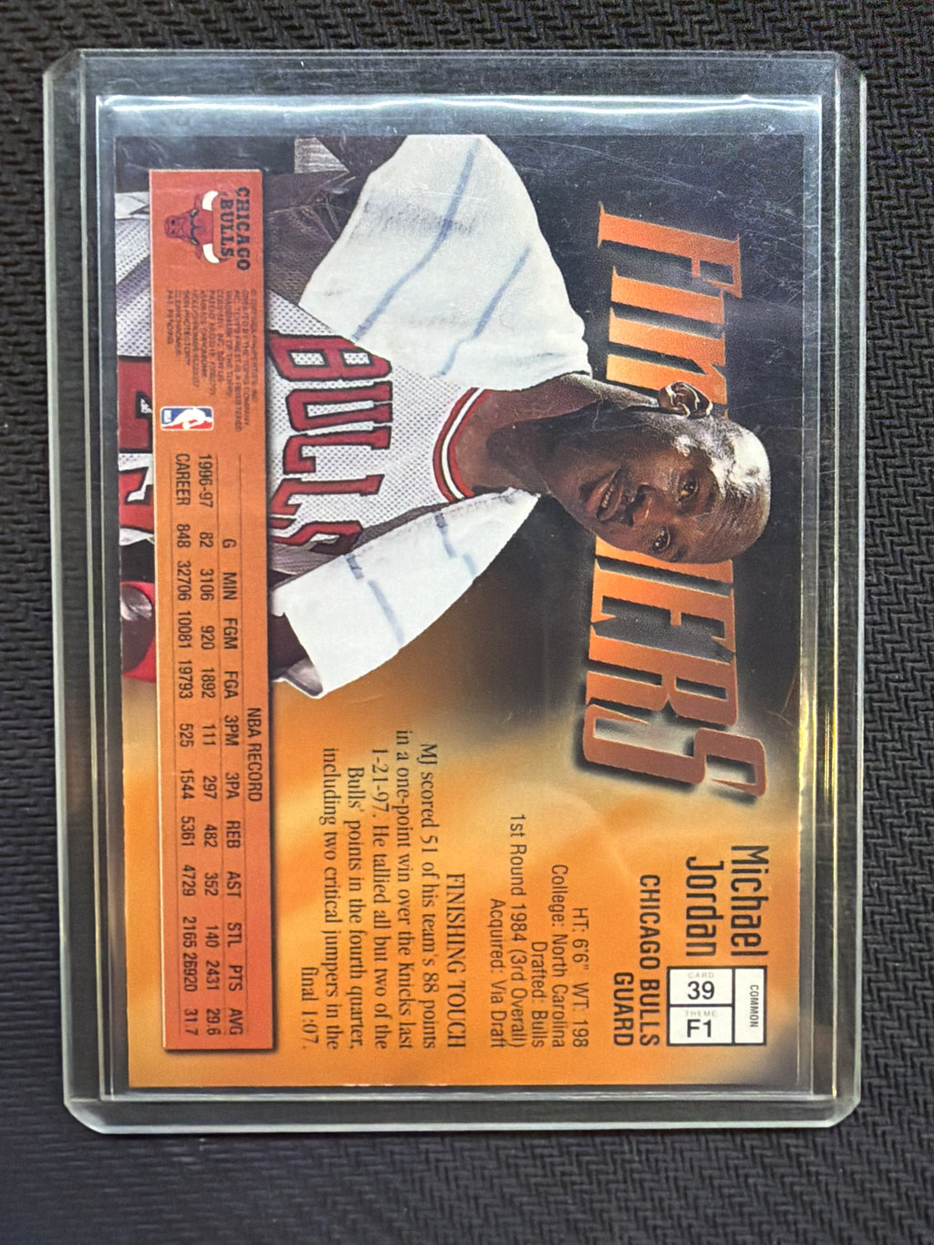 1997 Topps Finest Michael Jordan Finishers W/Coating #39 Bulls
