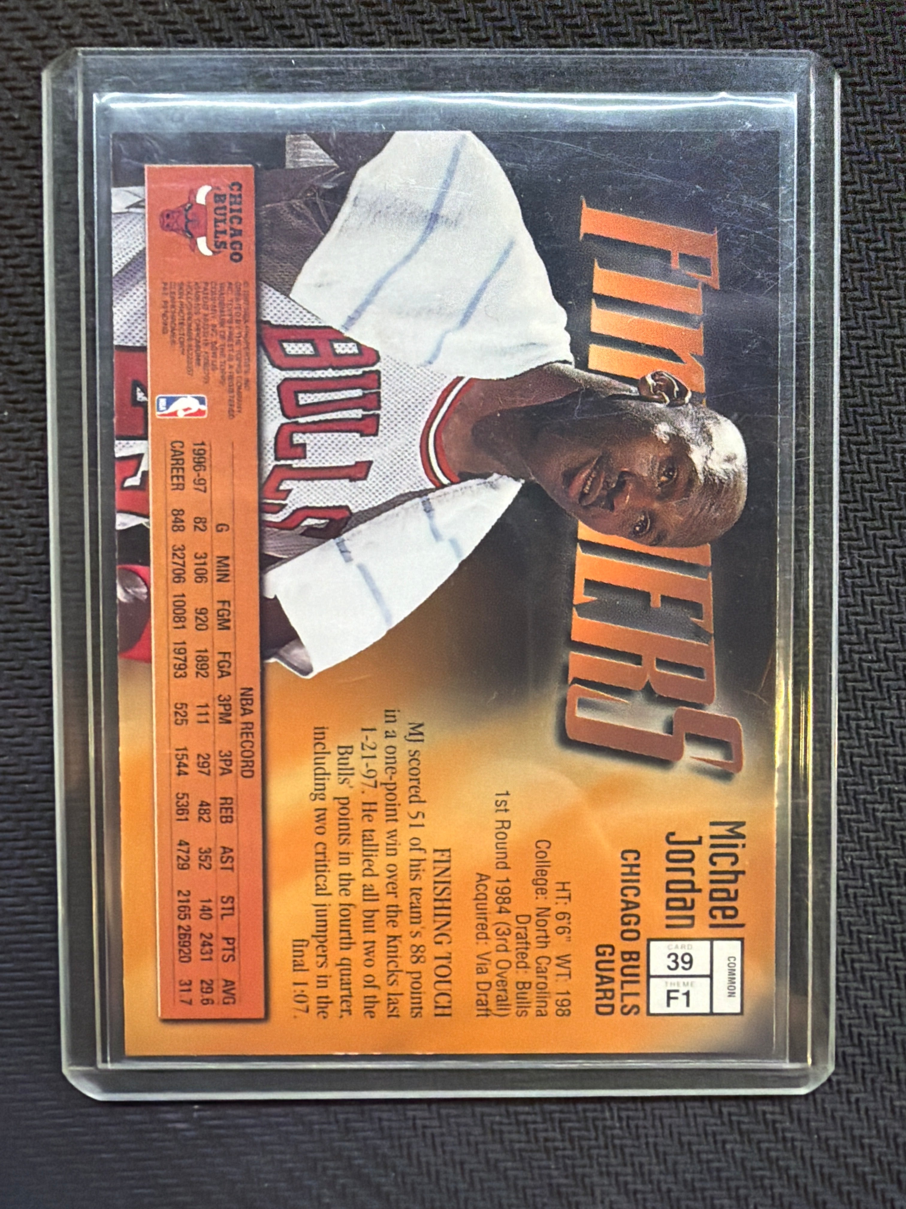 1997 Topps Finest Michael Jordan Finishers W/Coating #39 Bulls