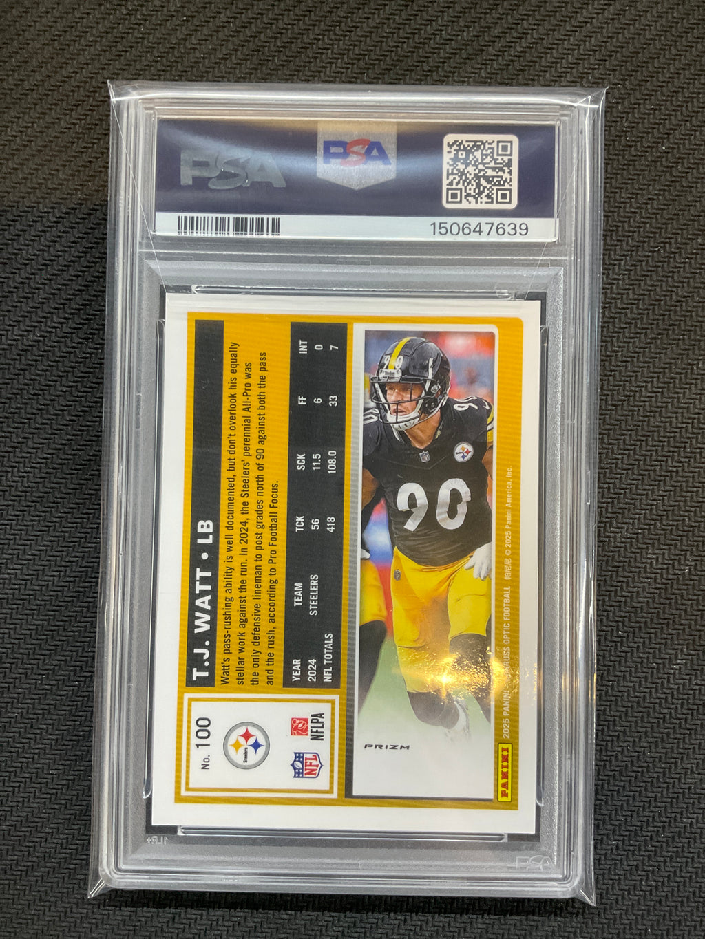 2025 Donruss Optic TJ Watt Holo PSA 9 Steelers