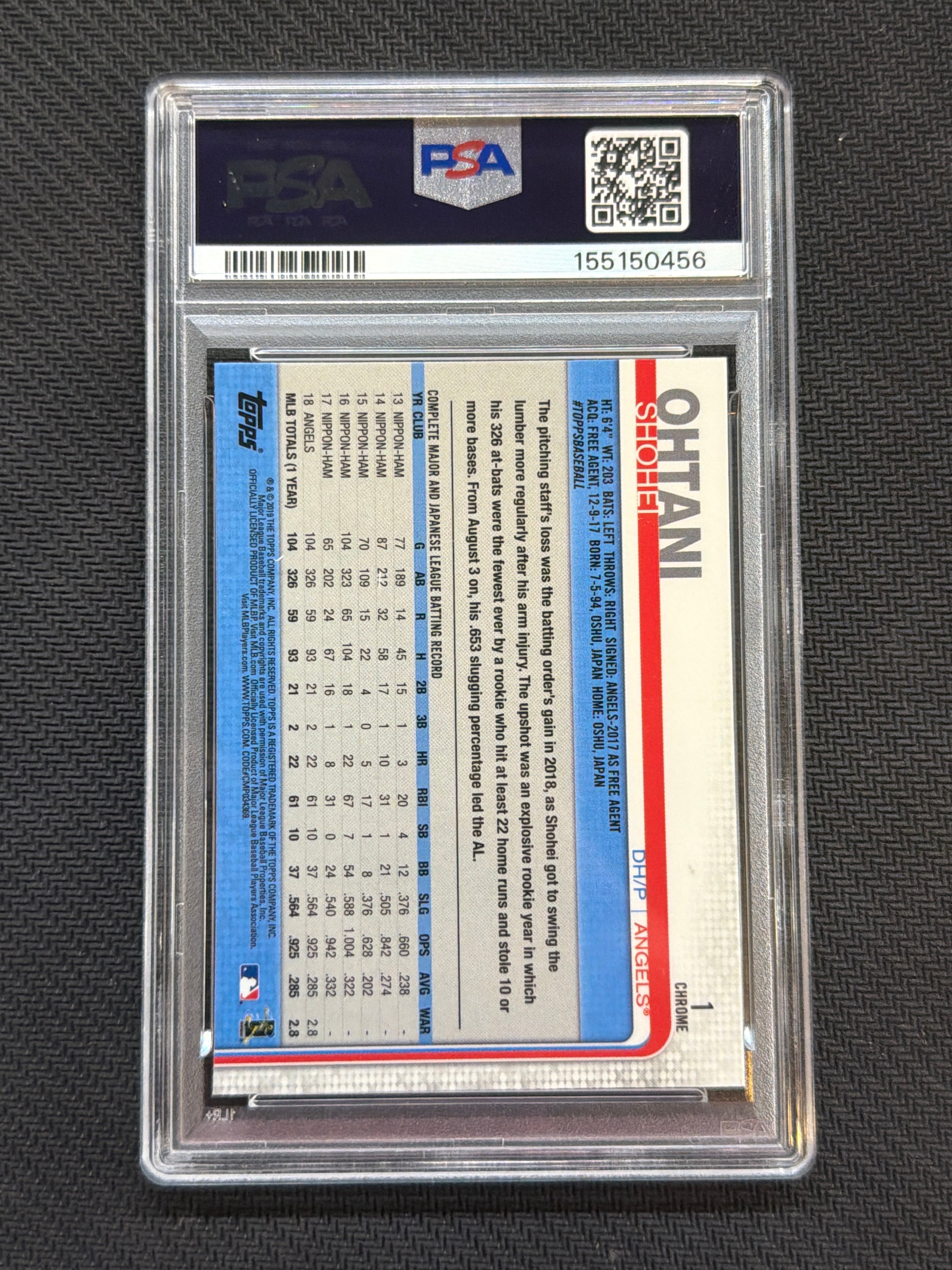 2019 Topps Chrome Shohei Ohtani #1 PSA 10 456