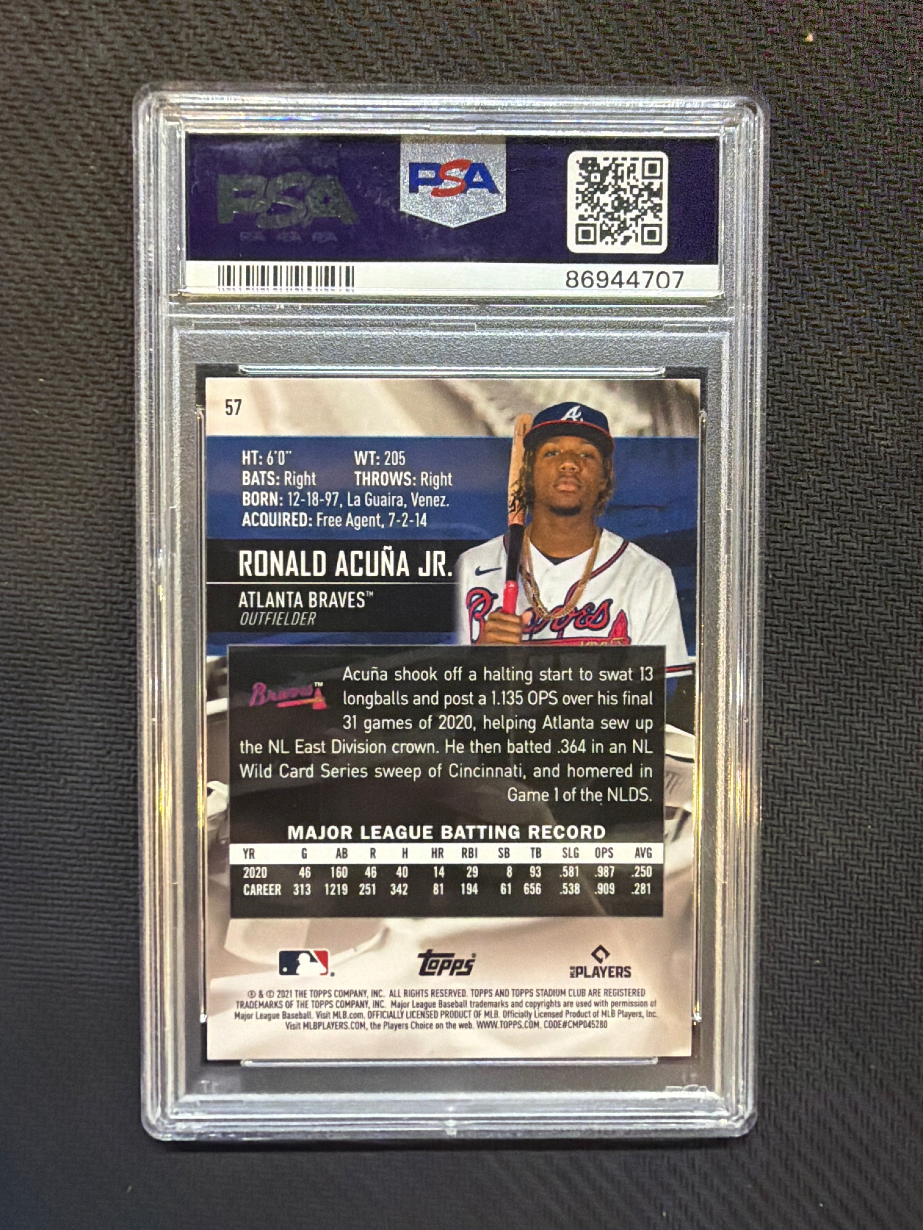 2021 Stadium Club Chrome Ronald Acuna Jr Gold Minted PSA 9 Braves