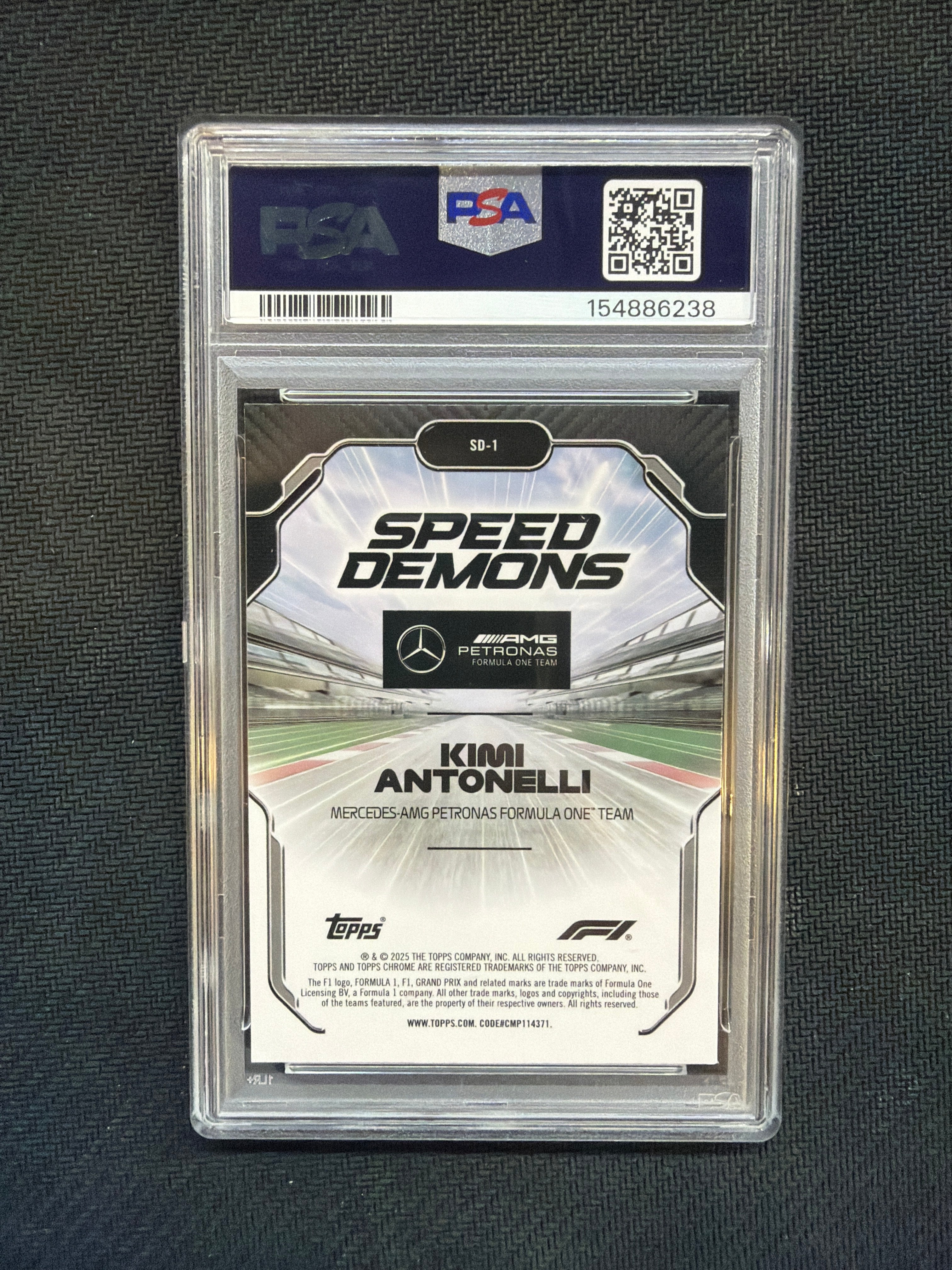 2025 Topps Chrome F1 Kimi Antonelli Speed Demons PSA 8