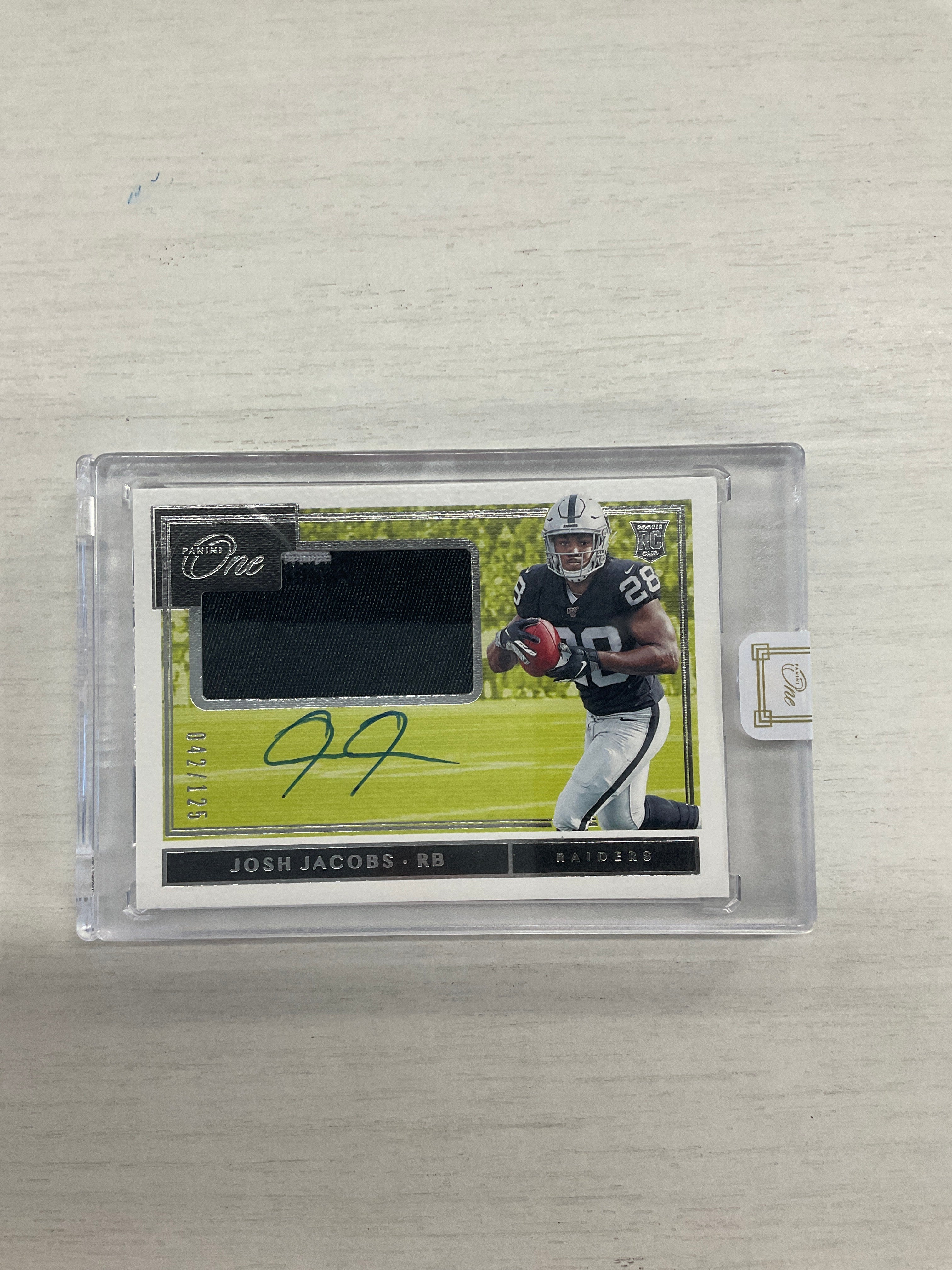 2019 One Josh Jacobs Patch Auto /125 Rookie Raiders