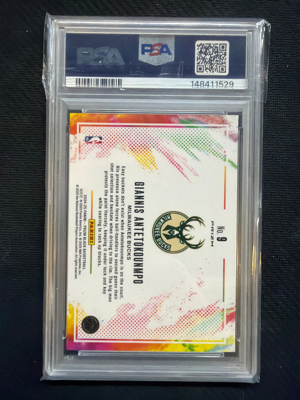 2024 Prizm Black Giannis Antetokounmpo Color Blast PSA 10 #9 529 Bucks