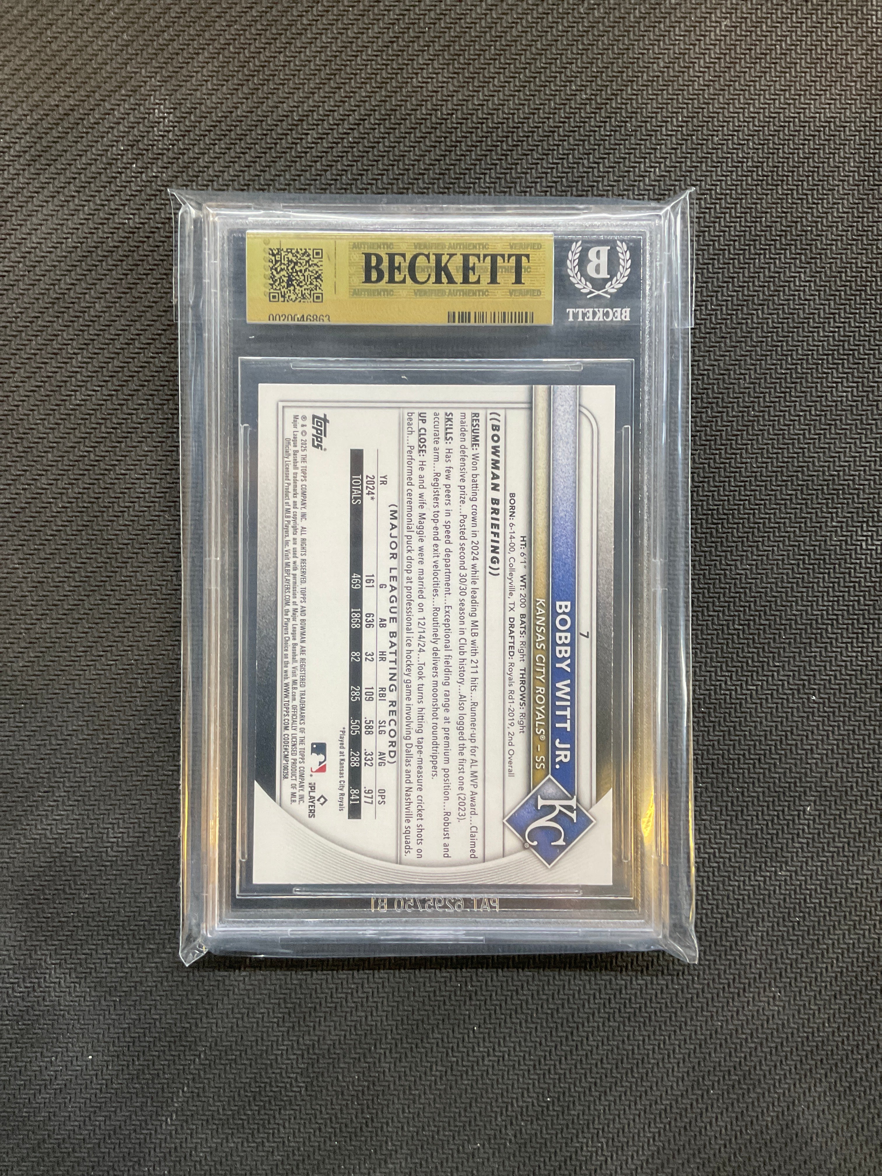 2025 Bowman Bobby Witt Jr. Paper BGS 9.5 Royals