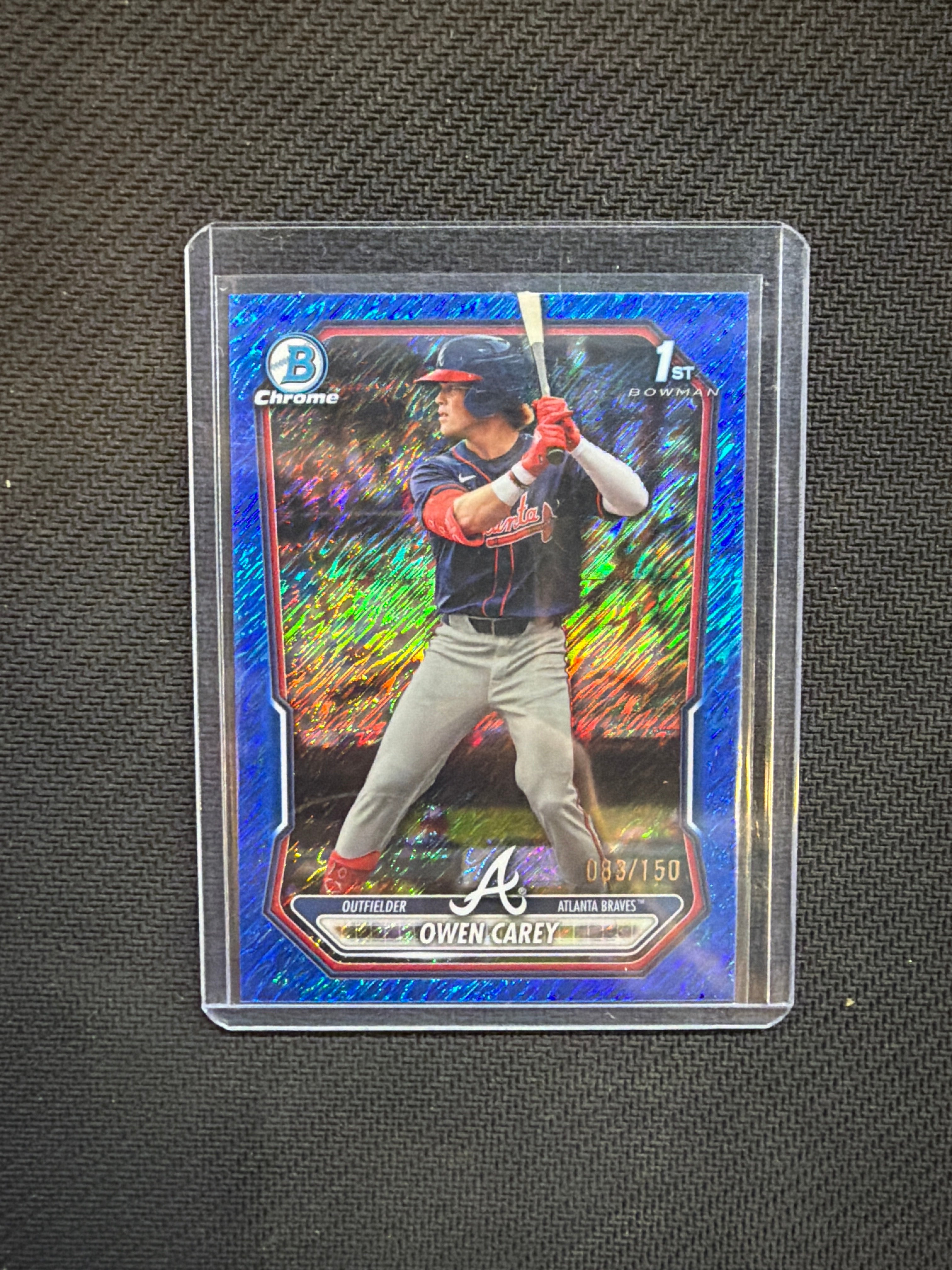2026 Bowman Chrome Owen Carey Blue Shimmer /150 Braves