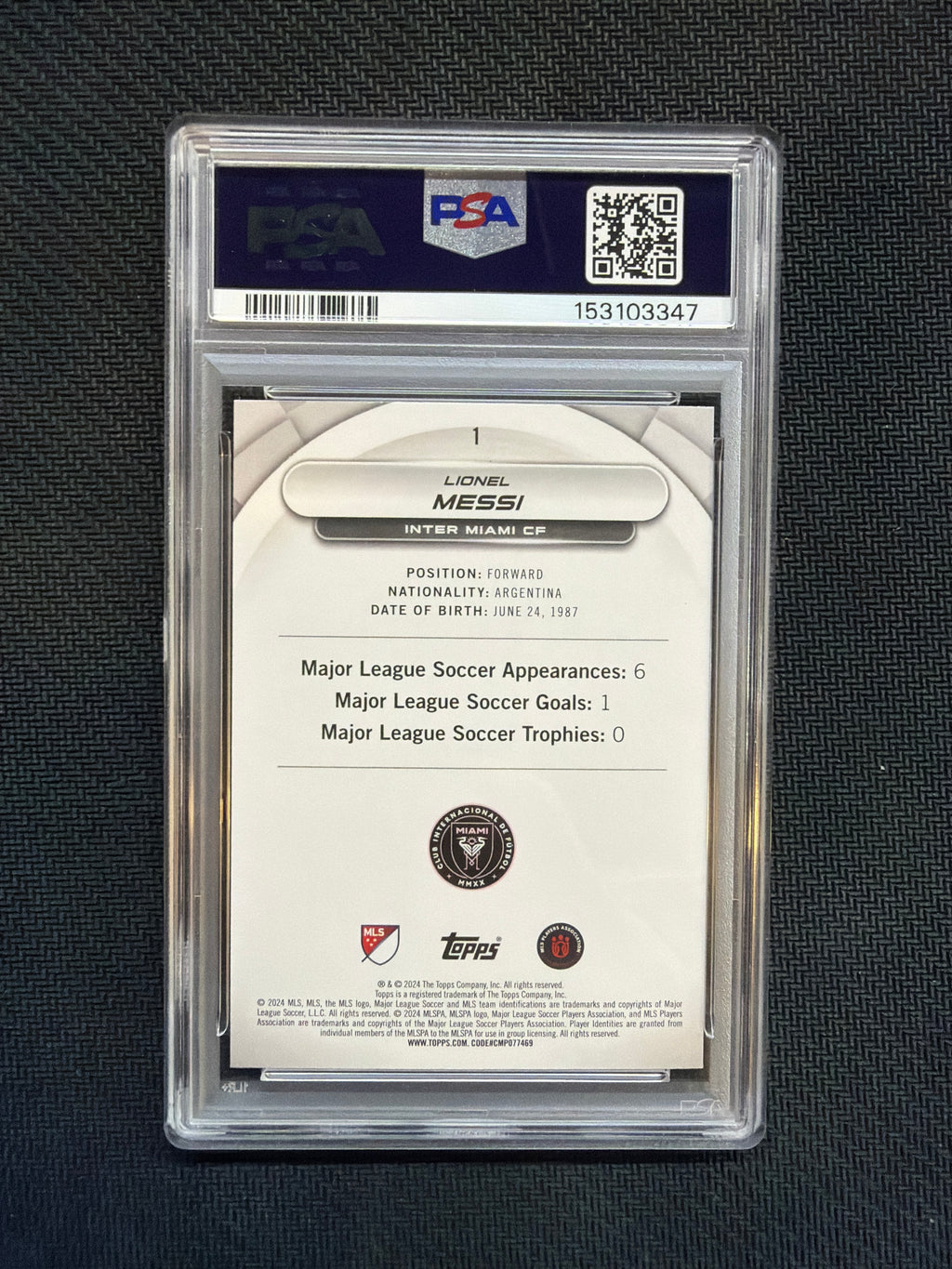 2024 Topps MLS Superstars Lionel Messi Uncommon Green PSA 9 Inter Miami