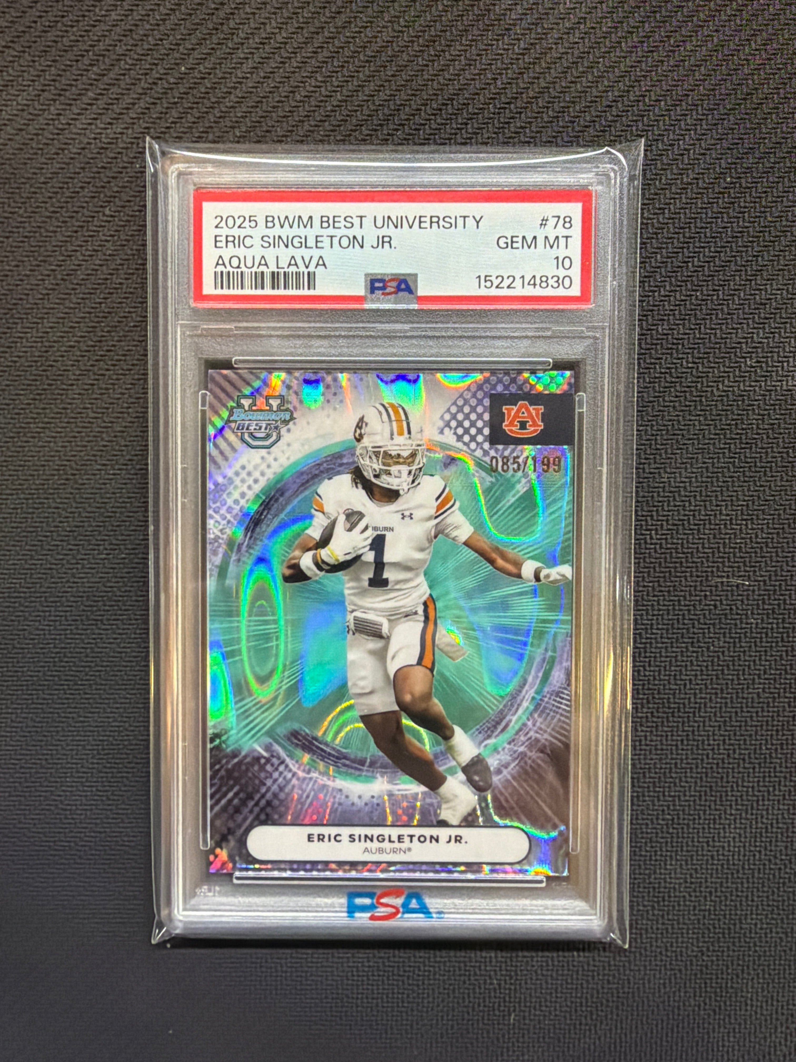 2025 Bowman Best University Eric Singleton Jr Aqua Lava /199 PSA 10 Auburn