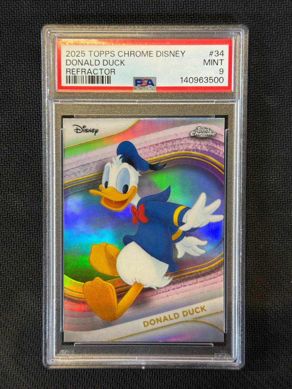 2025 Topps Chrome Disney Donald Duck Refractor PSA 9
