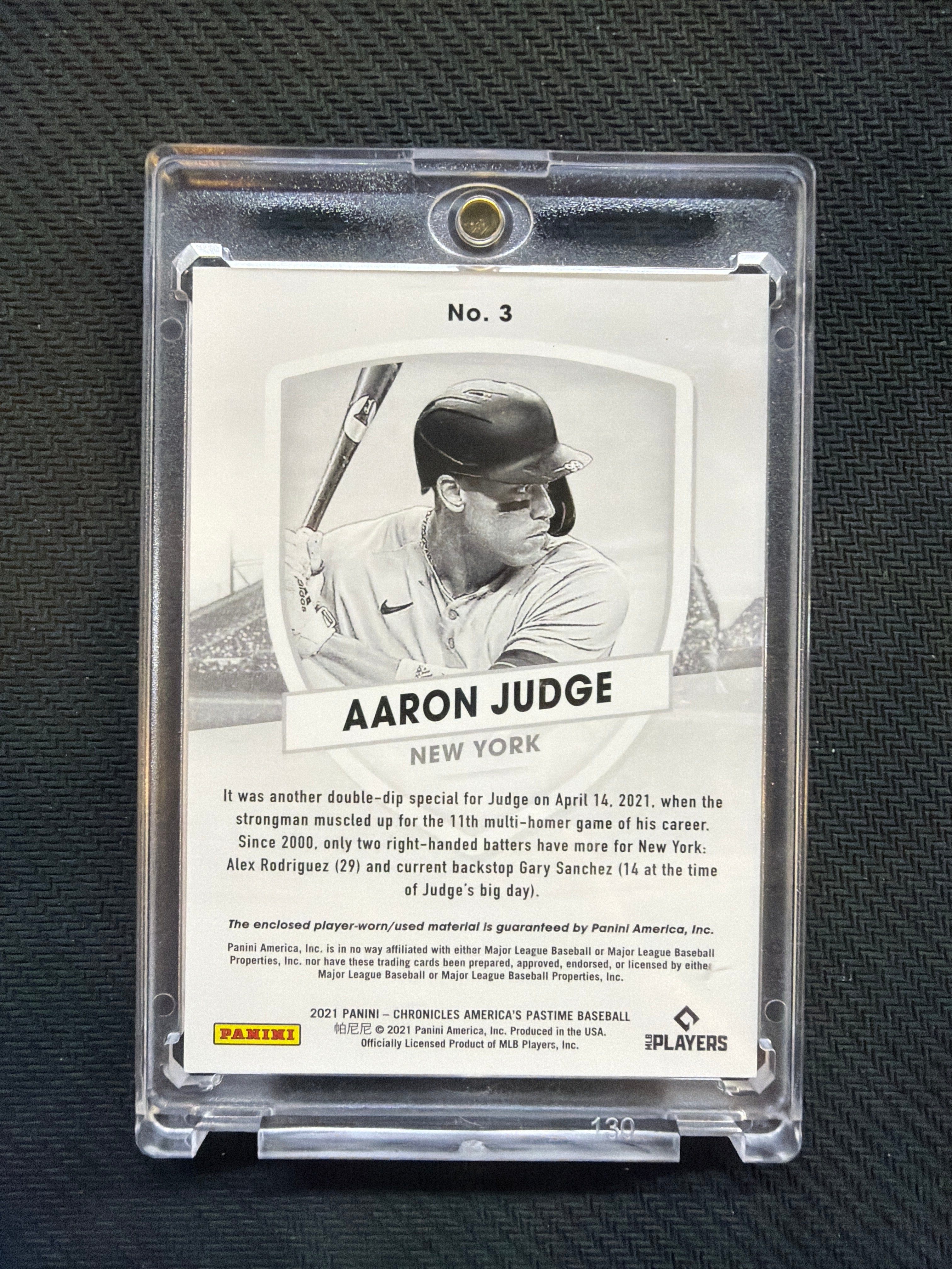 2021 Chronicles America's Pastime Aaron Judge Relic Player Worn Yankees