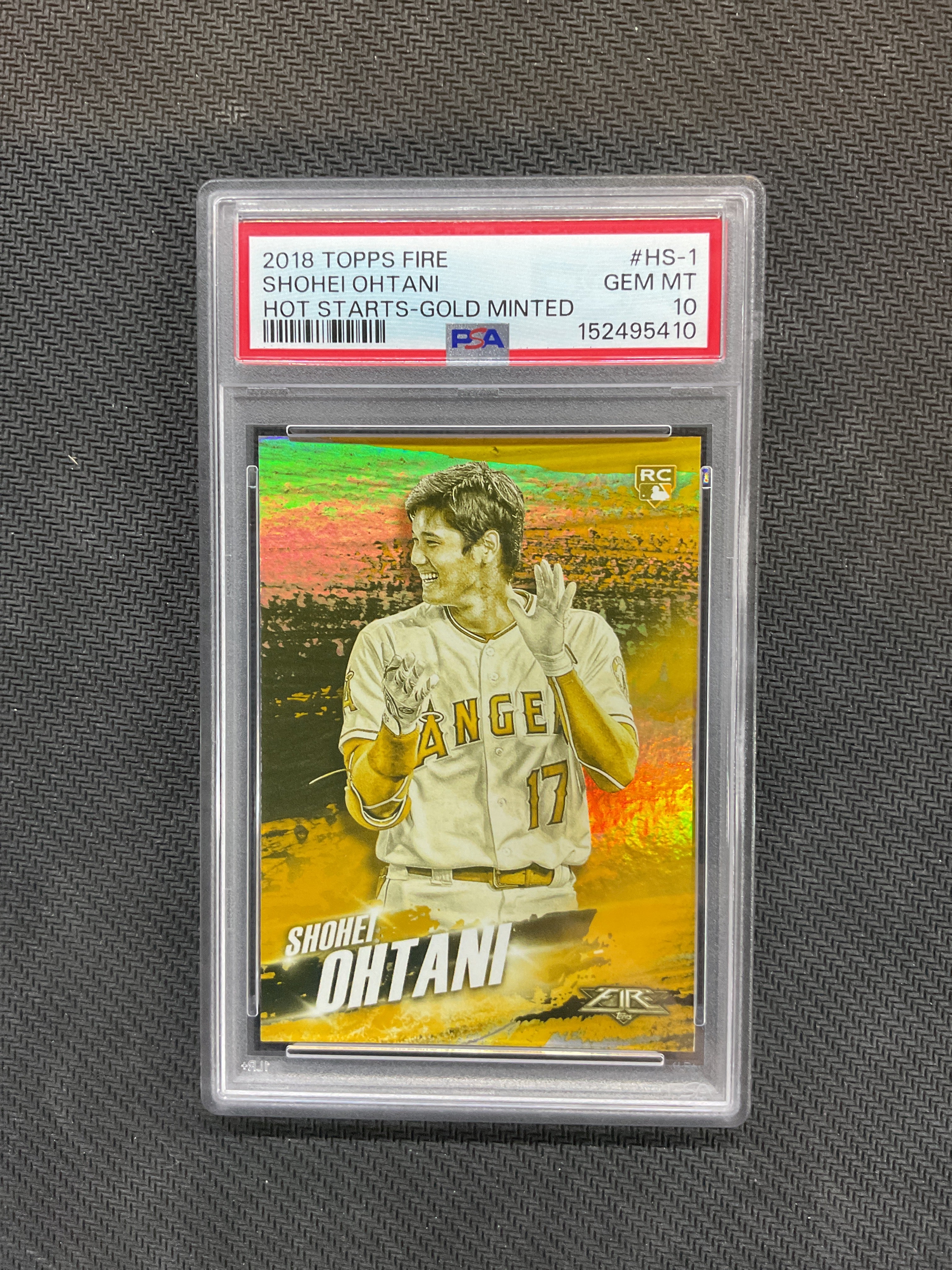 2018 Topps Fire Shohei Ohtani Hot Starts Gold Minted #HS1 PSA 10 Rookie 410