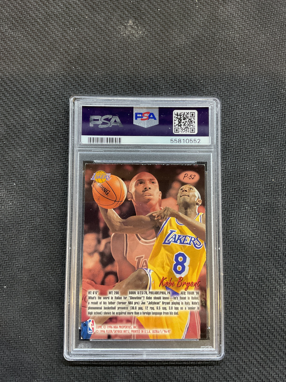 1996 Ultra Kobe Bryant Platinum Medallion Rookie PSA 5 Lakers