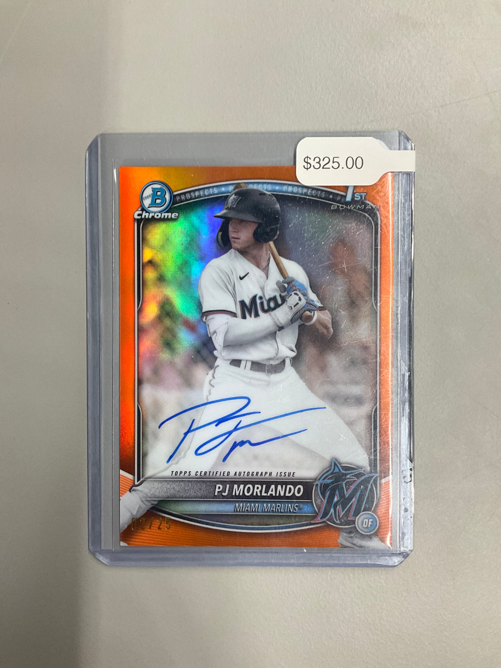 2025 Bowman PJ Morlando Orange Auto /25 1st Marlins