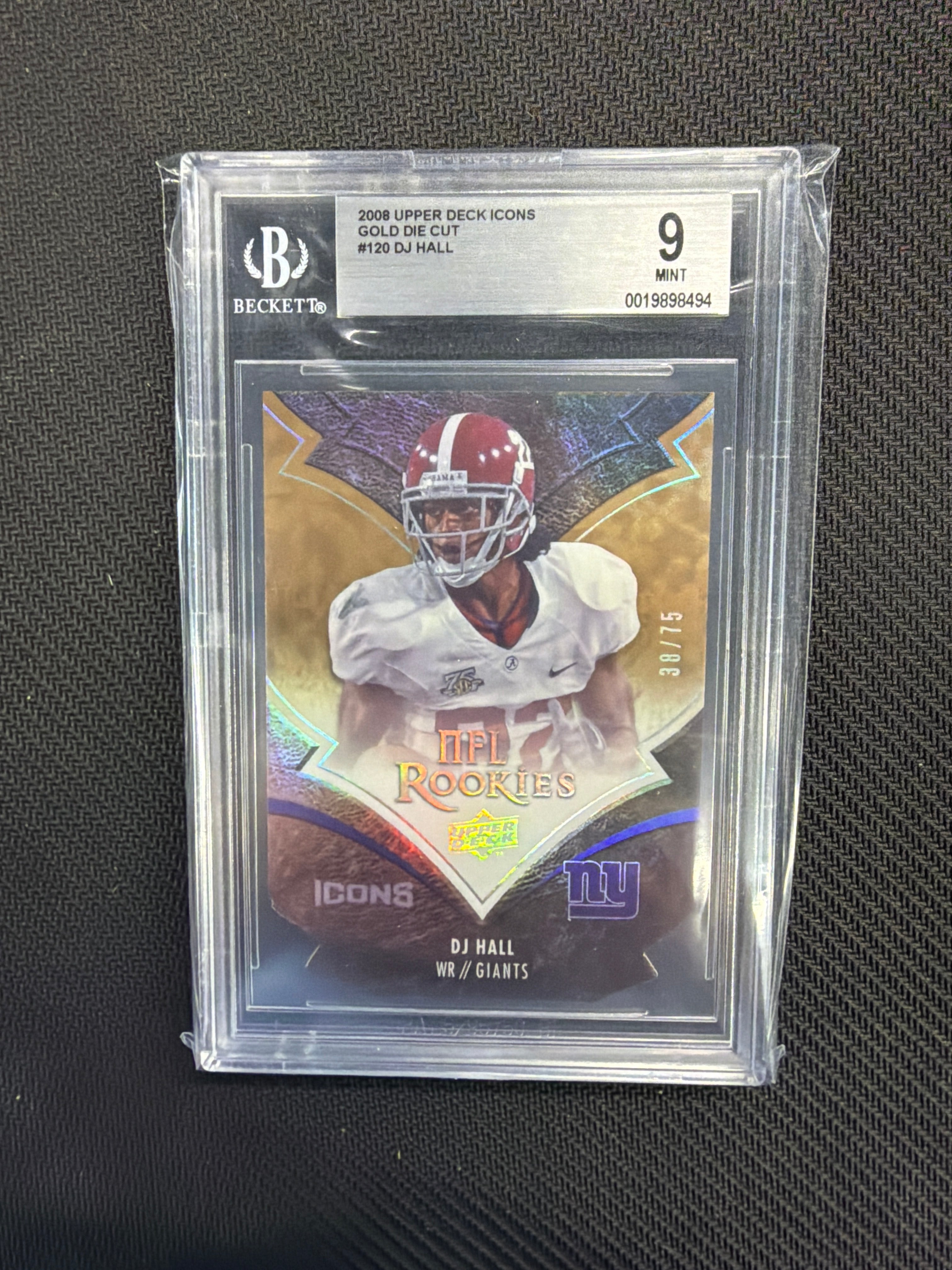 2008 Upper Deck Icons DJ Hall /75 BGS 9 Alabama