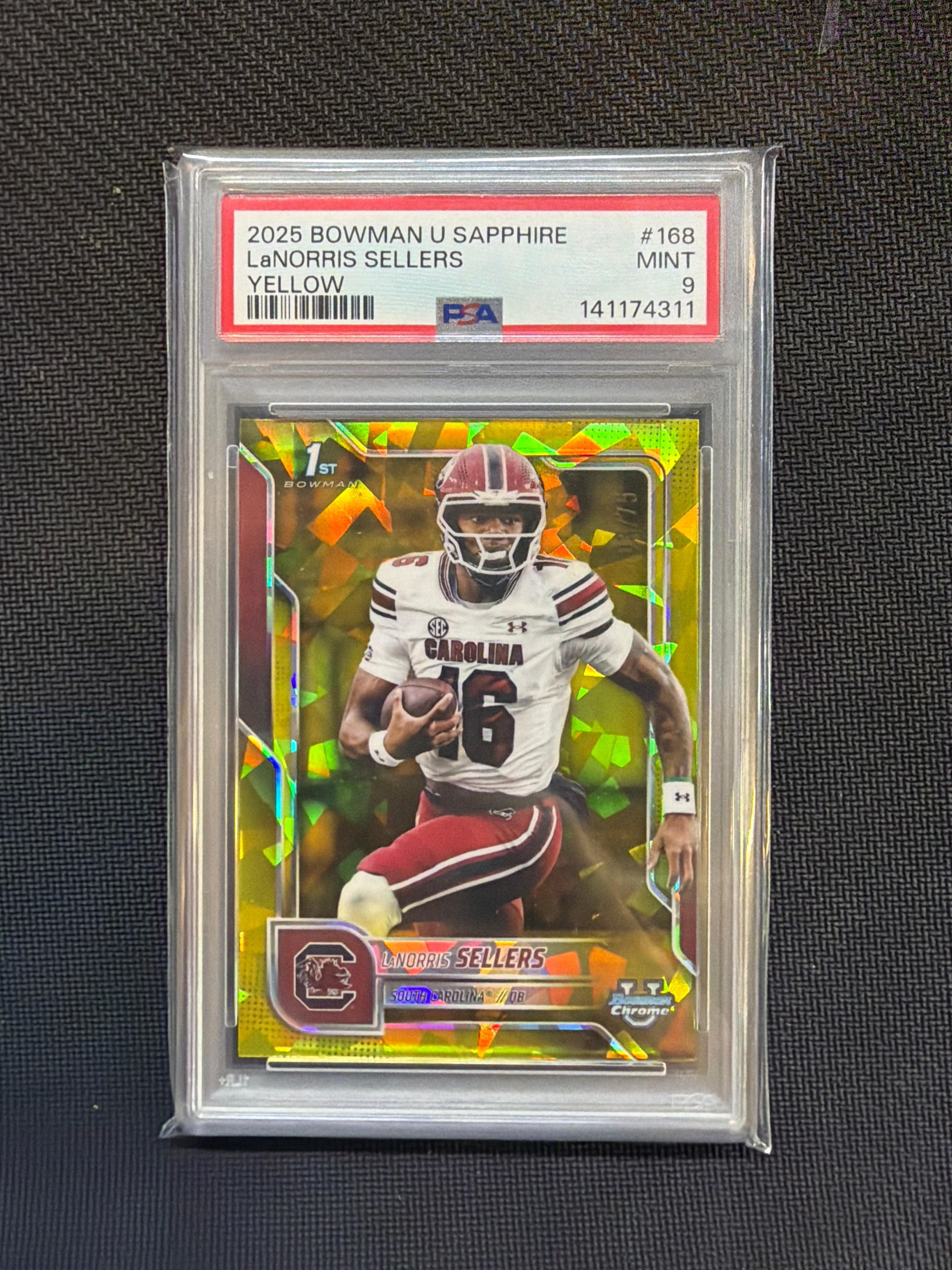 2025 Bowman U Sapphire LaNorris Sellers Yellow /75 PSA 9 South Carolina
