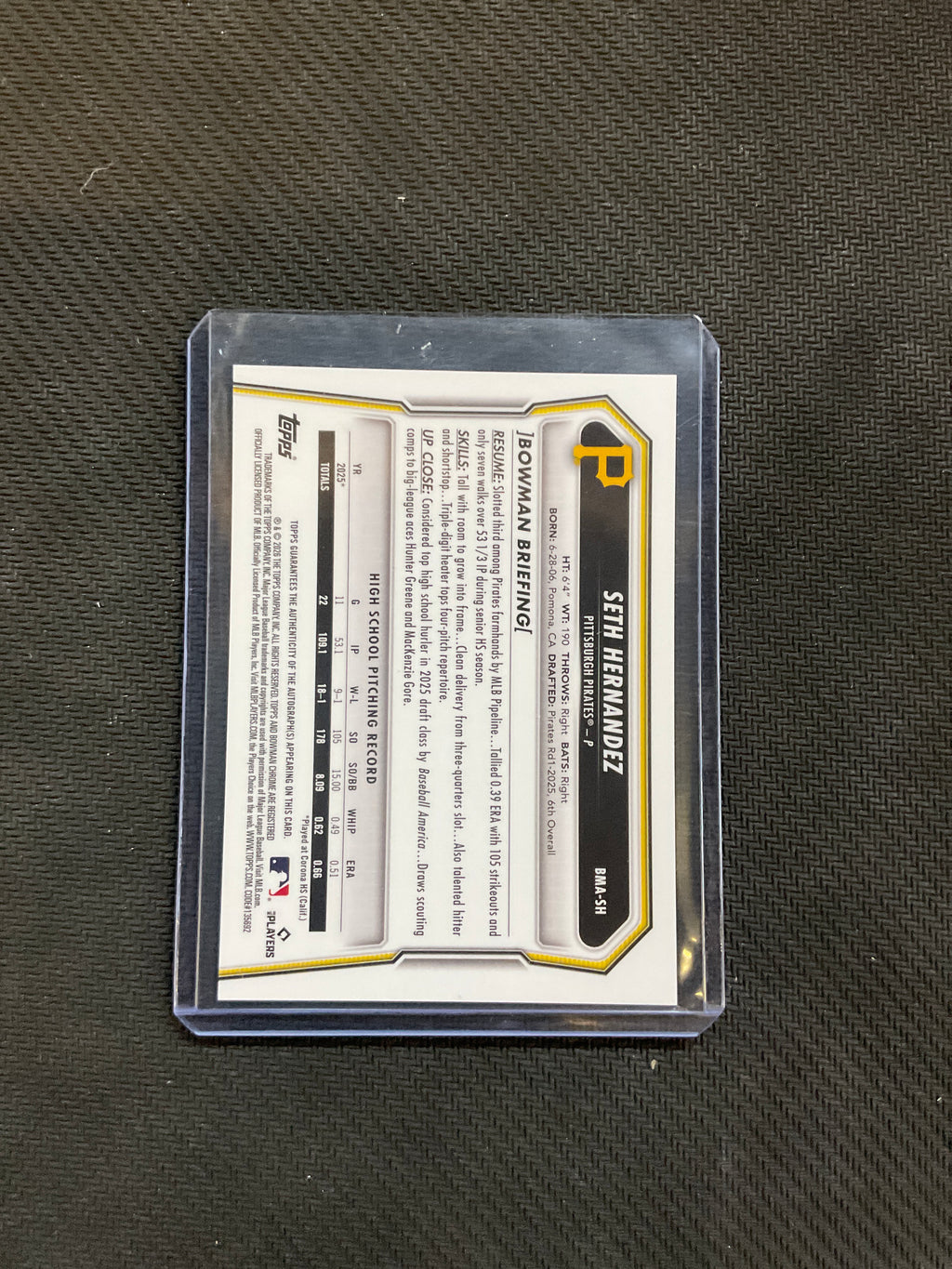 2026 Bowman Chrome Seth Hernandez Mega Box Mojo Auto Pirates