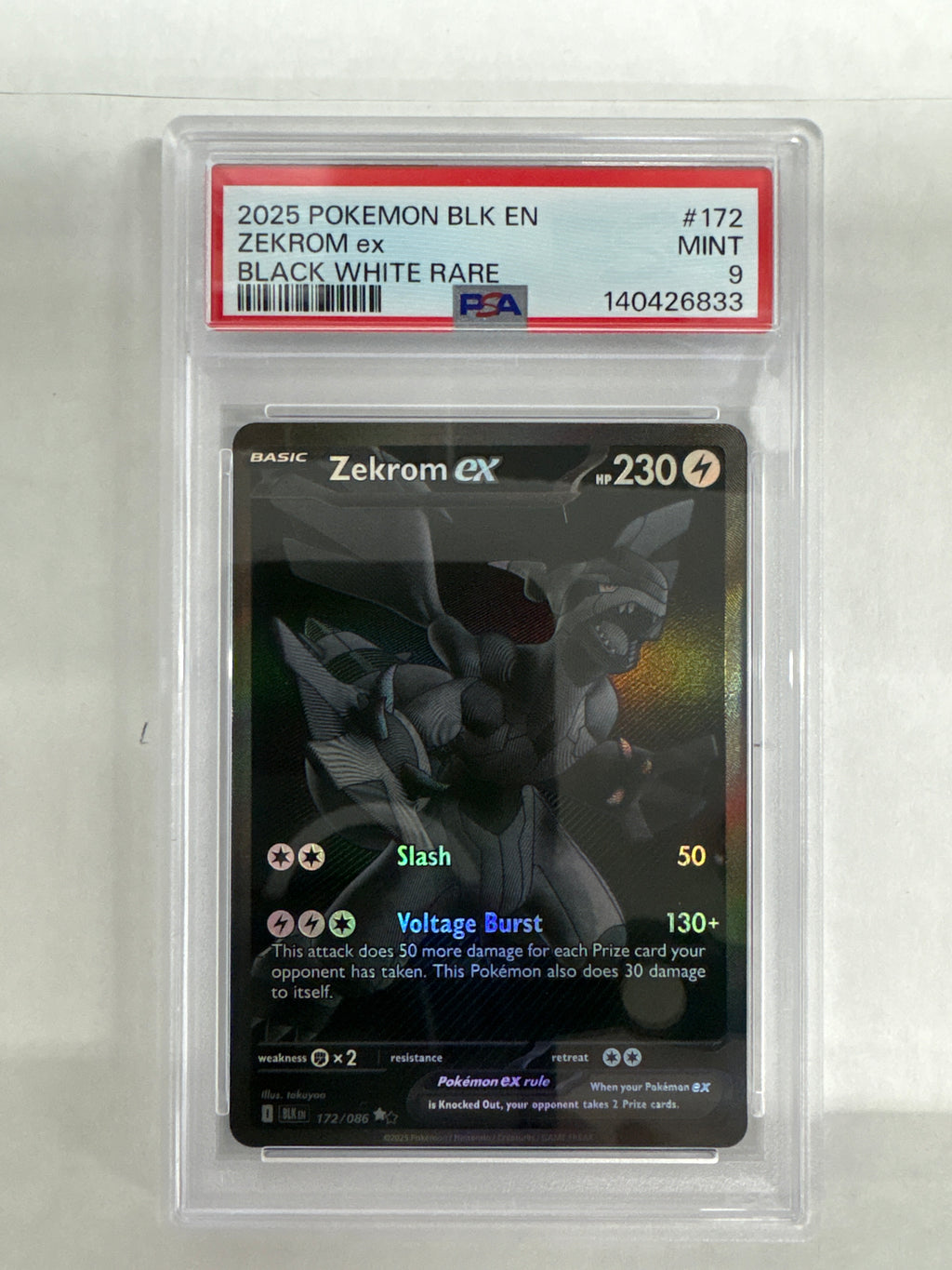 2025 Pokemon Black Bolt Zekrom ex 172 PSA 9