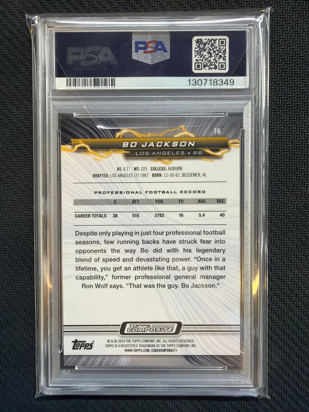 2023 Topps Composite Bo Jackson Yellow Surge /200 #76 PSA 8 Raiders