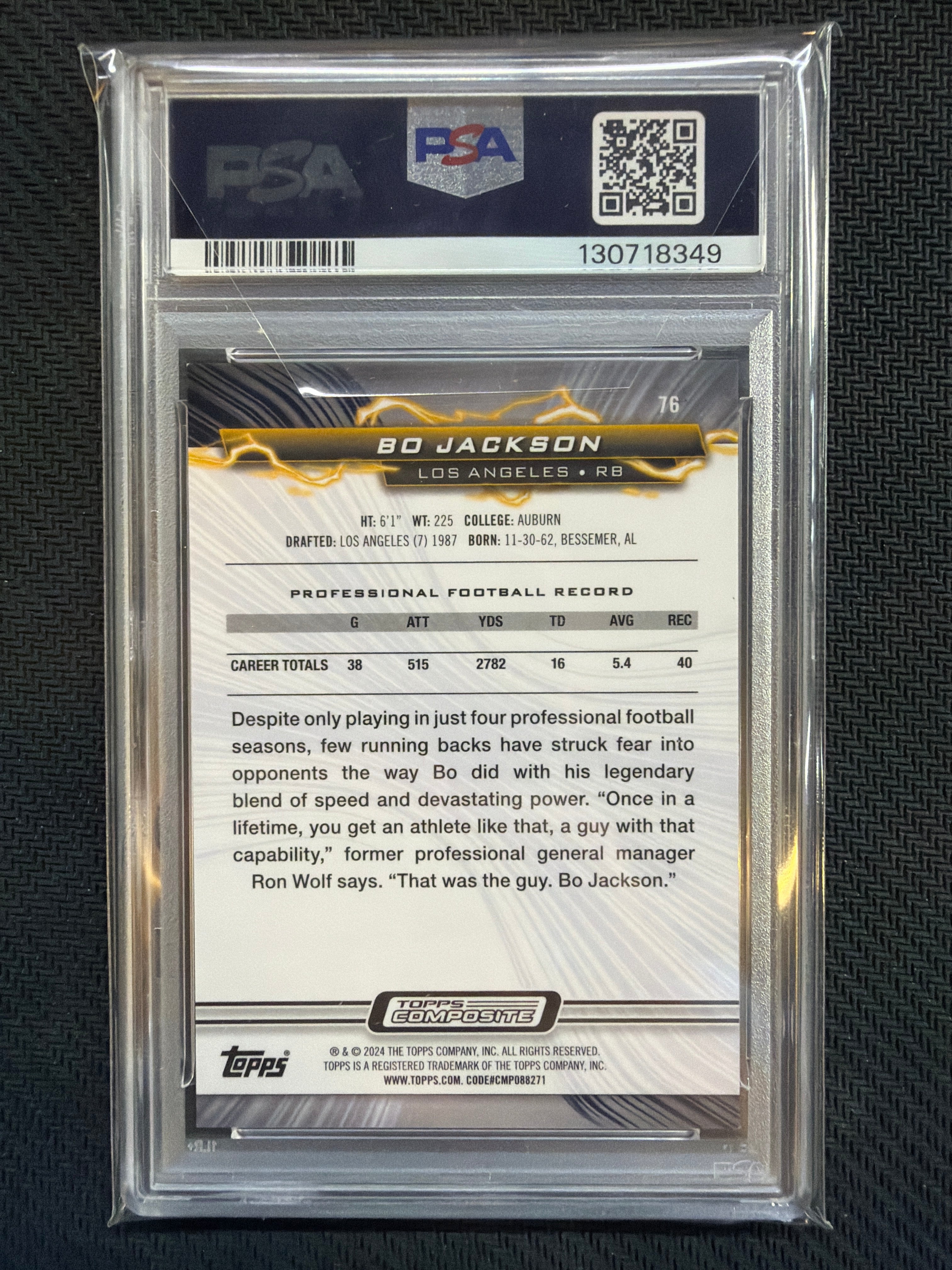 2023 Topps Composite Bo Jackson Yellow Surge /200 #76 PSA 8 Raiders