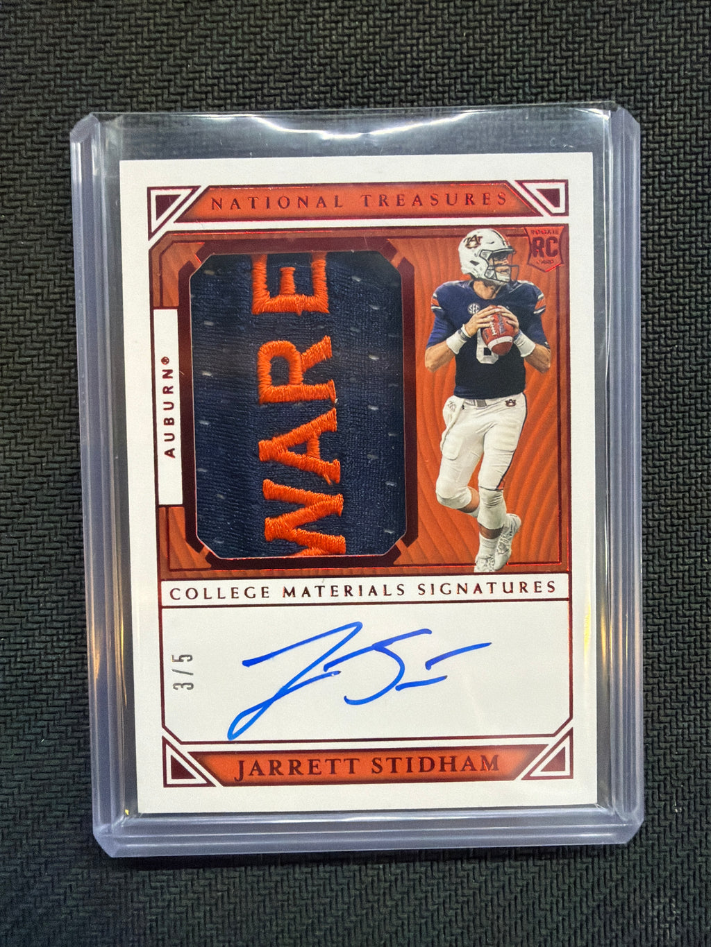 2019 National Treasures Jarrett Stidham College Materials Signatures RPA /5 Auburn