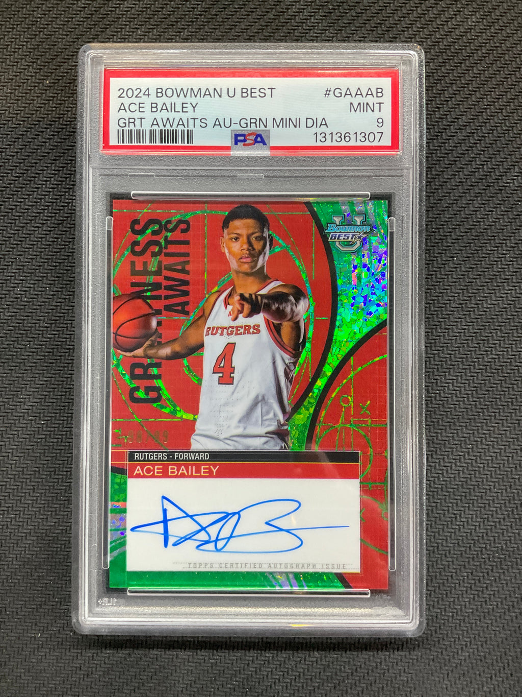 2024 Bowman U Best Ace Bailey Rookie Auto Green Mini /99 PSA 9