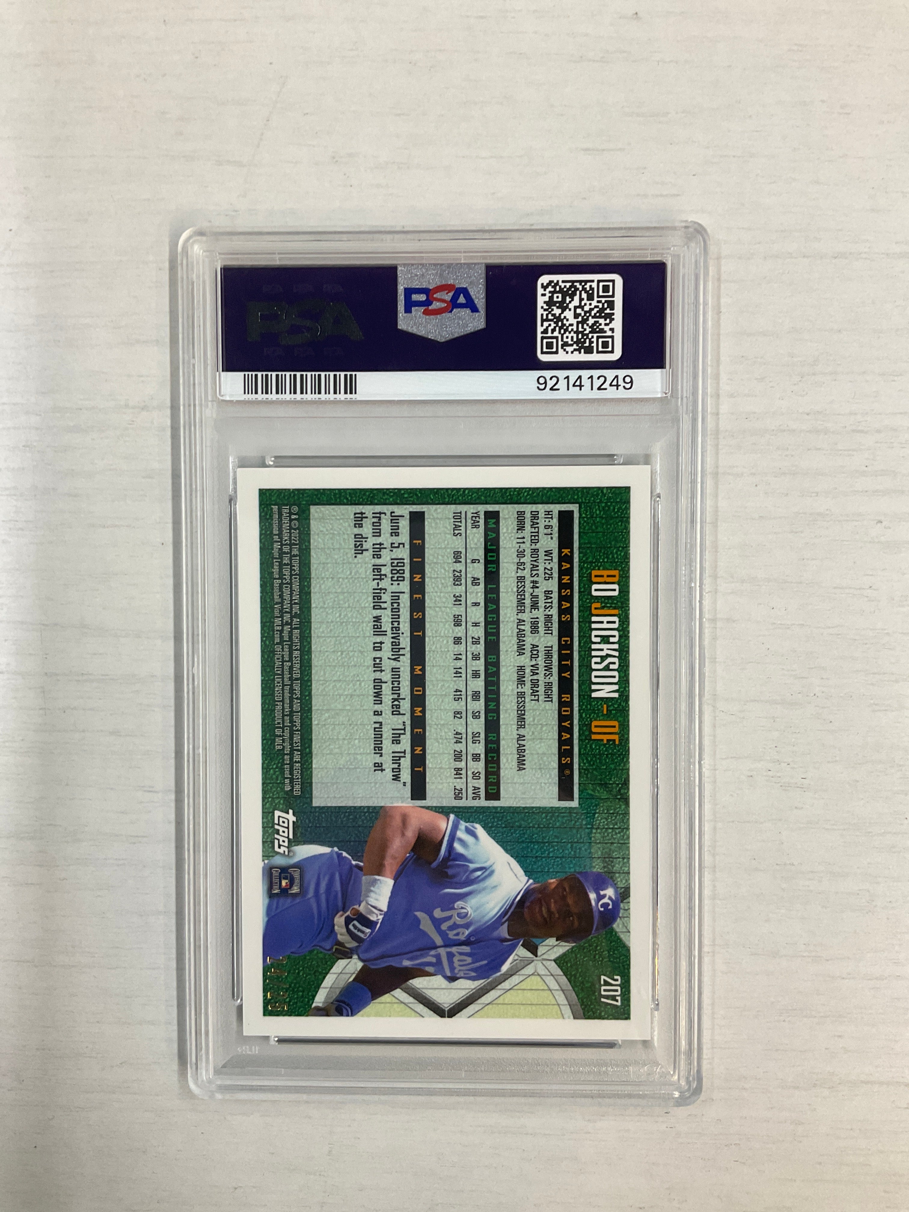 2022 Finest Flashbacks Bo Jackson Black Refractor /25 PSA 9