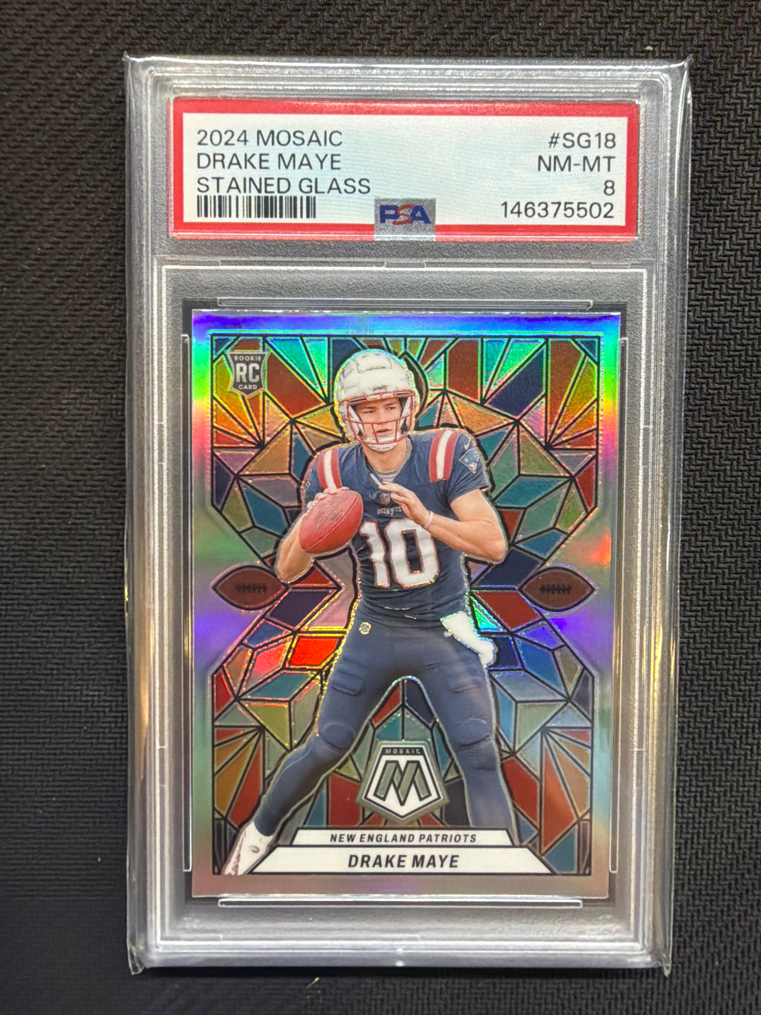 2024 Mosaic Drake Maye Rookie Stained Glass PSA 8 502