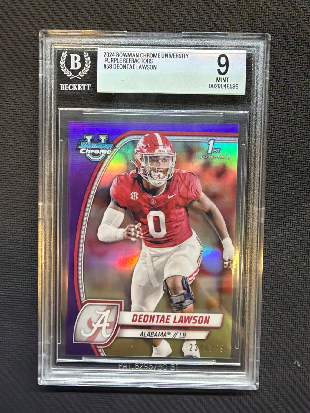 2024 Bowman Chrome U Deontae Lawson Purple /399 BGS 9 Alabama