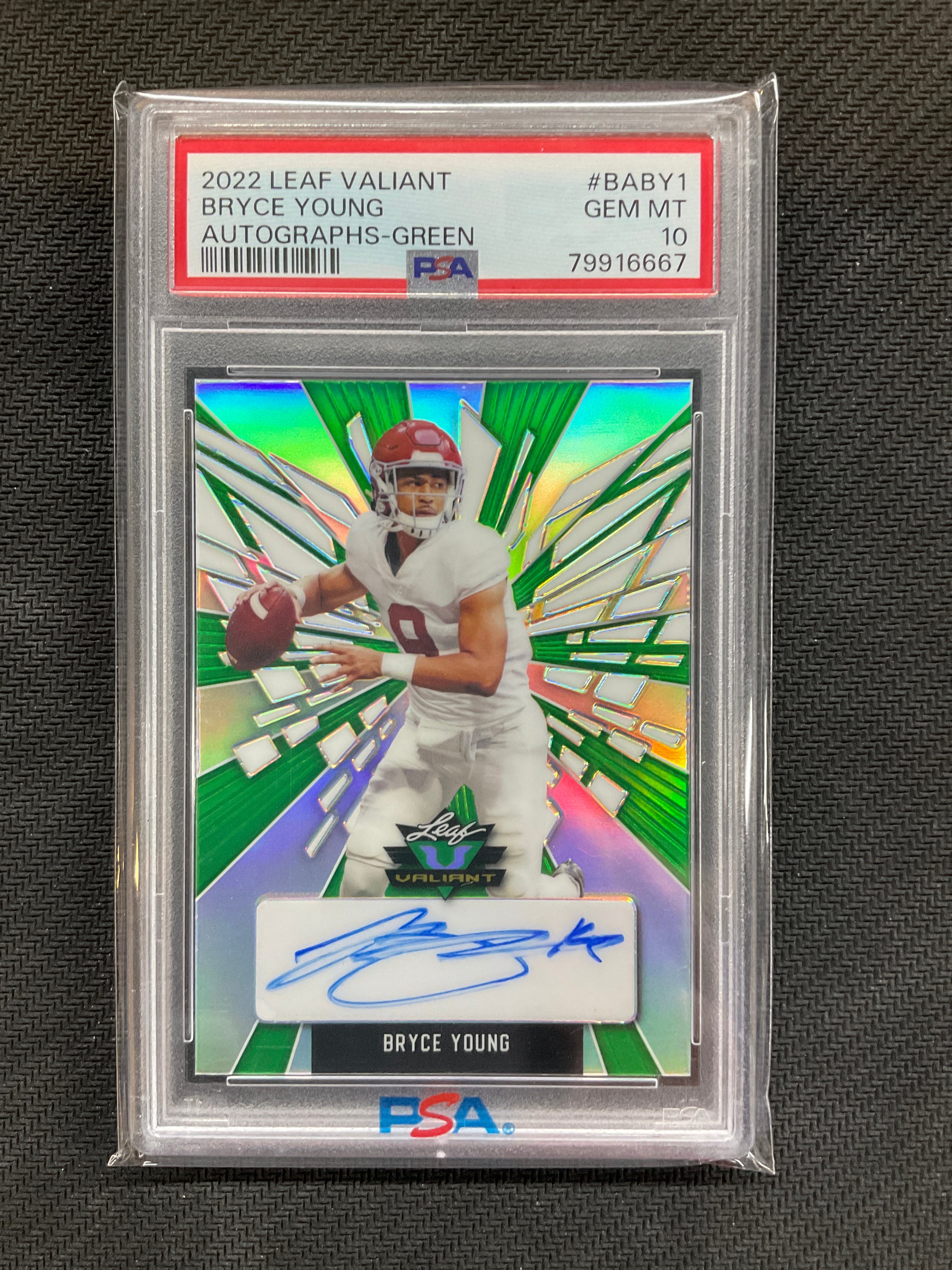 2022 Leaf Valiant Bryce Young Auto Green /40 PSA 10 667