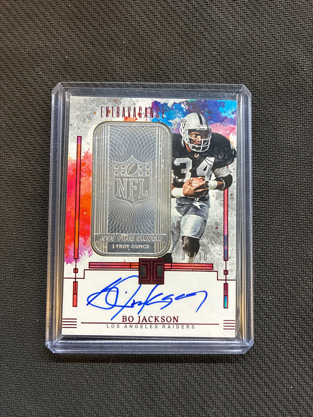 2025 Panini Impeccable Silver Bar Bo Jackson Extravagance Auto /10 Raiders