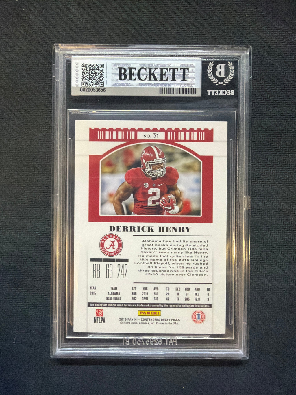 2019 Panini Contenders Draft Picks Derrick Henry Bowl Ticket /99 BGS 8 Alabama