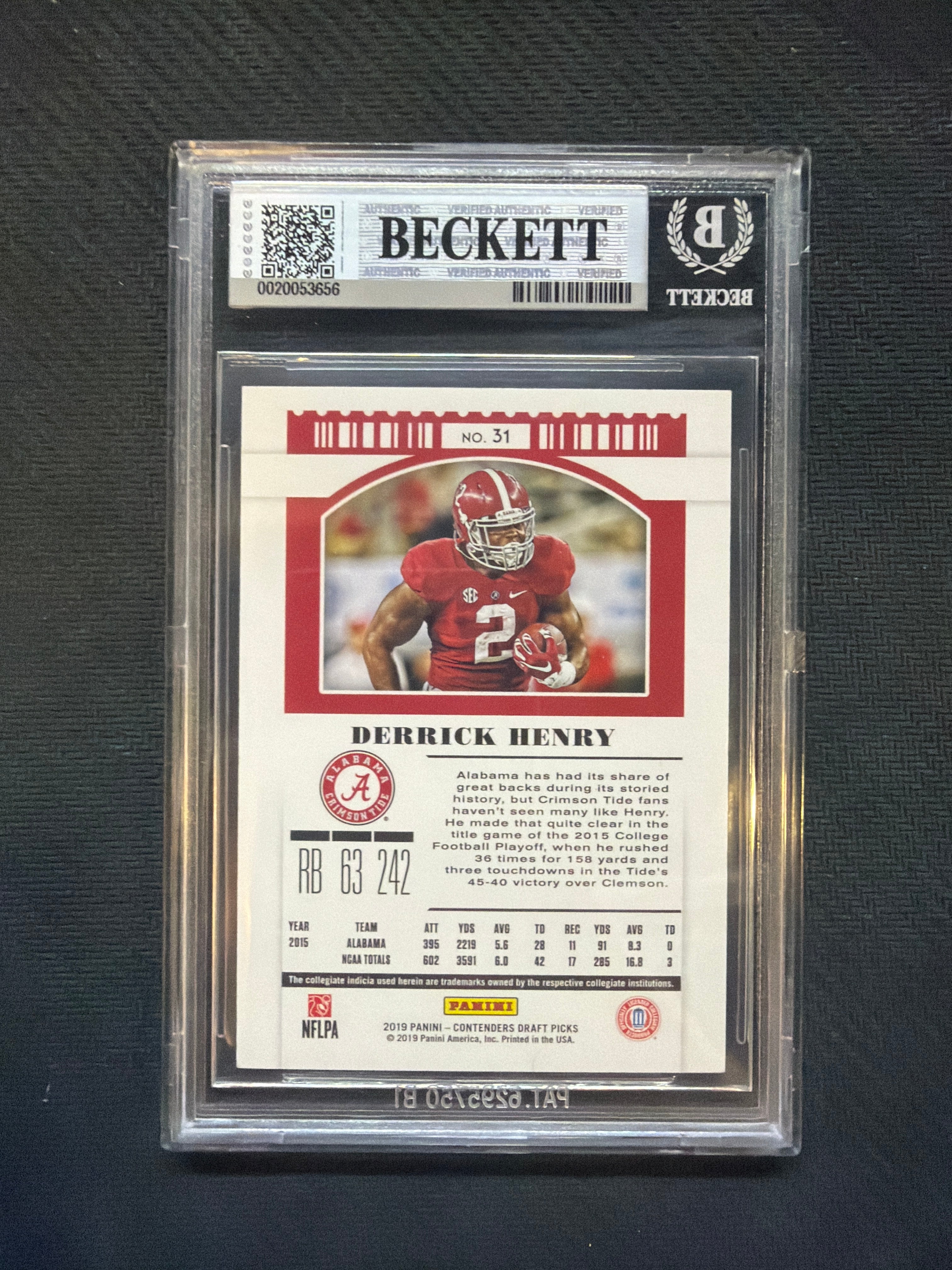 2019 Panini Contenders Draft Picks Derrick Henry Bowl Ticket /99 BGS 8 Alabama