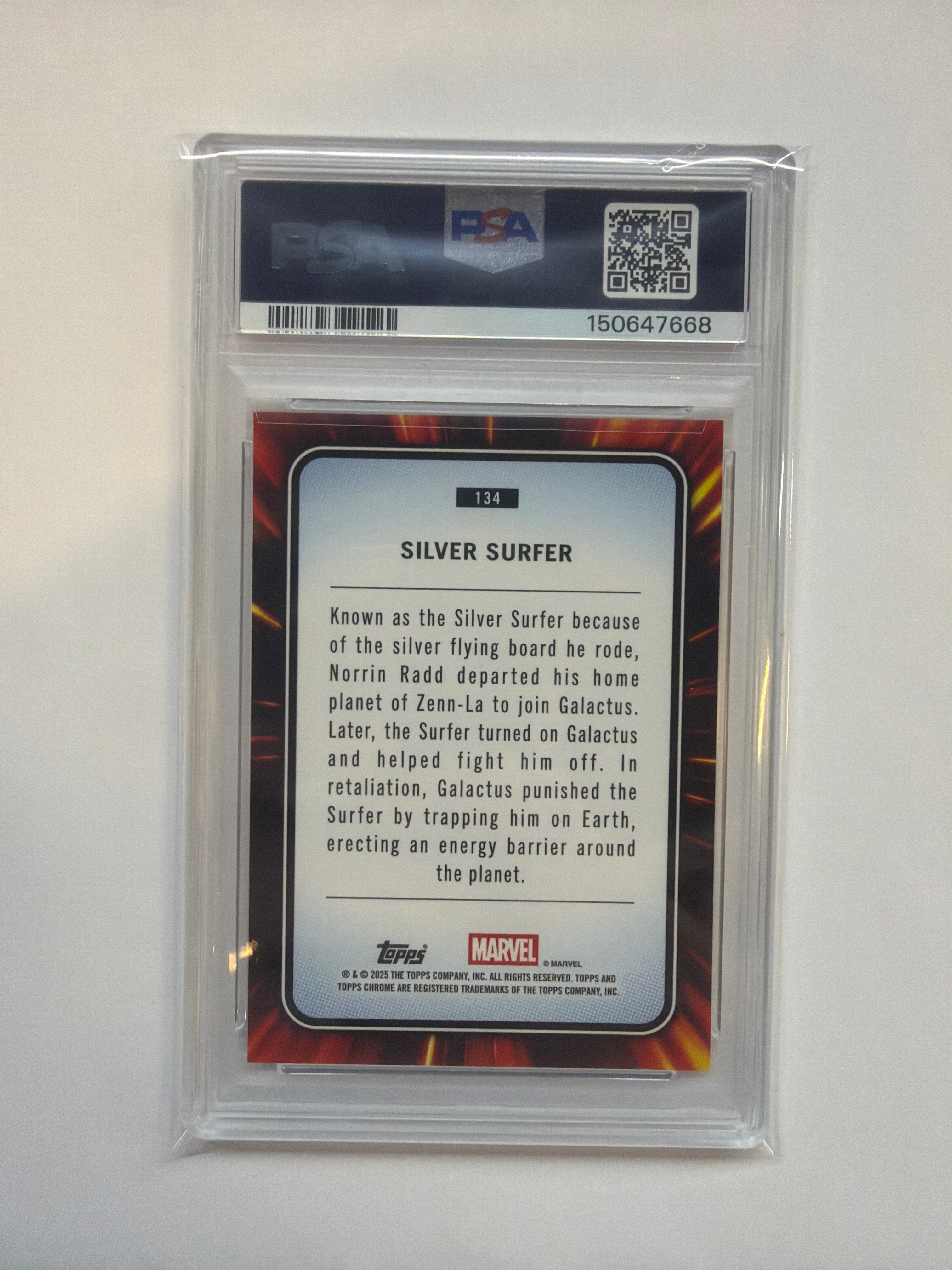 2025 Topps Chrome Marvel Sapphire Silver Surfer Red /5 PSA 10