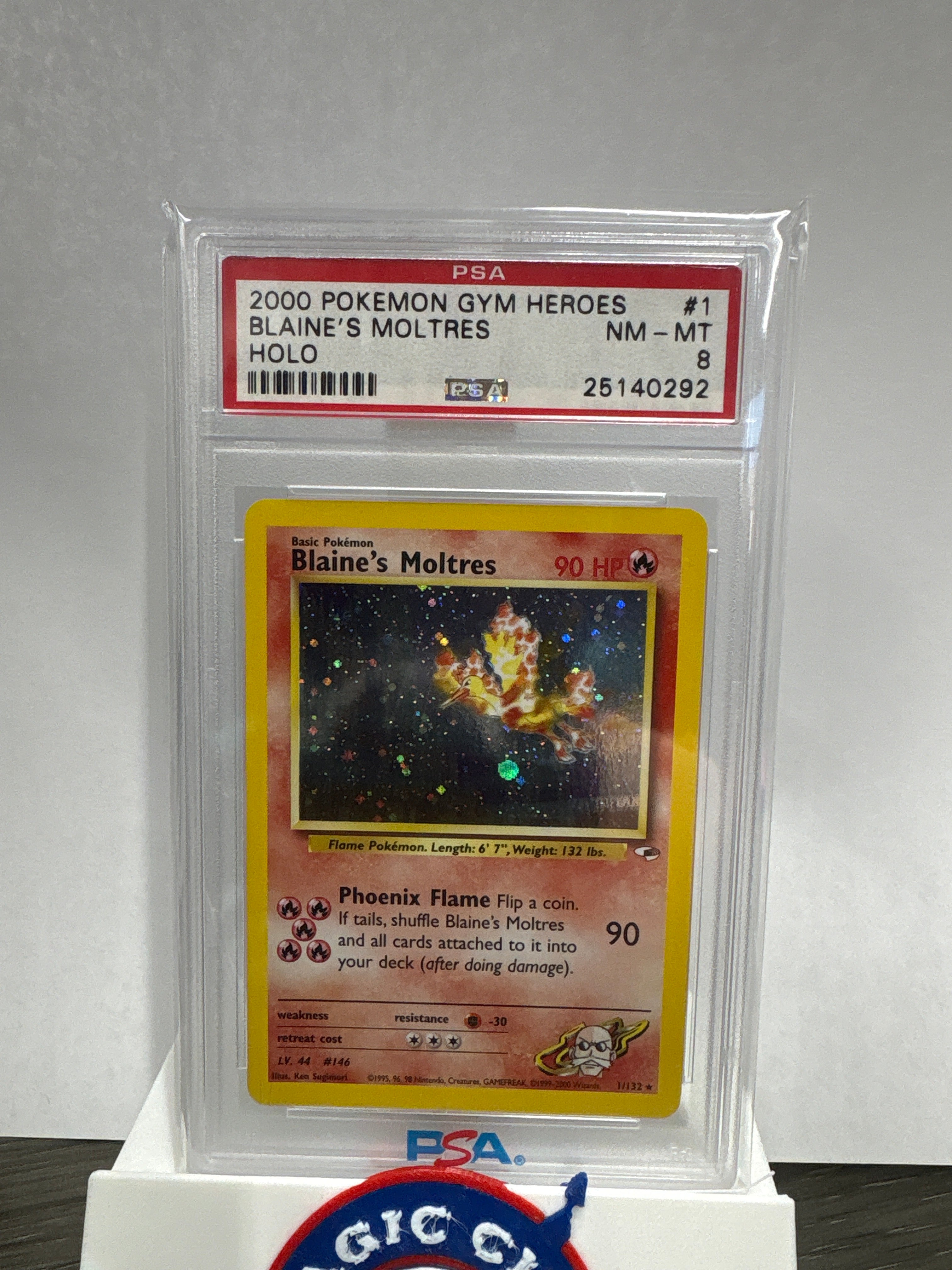2000 Pokemon Gym Heroes Blaine's Moltres Holo 1 PSA 8