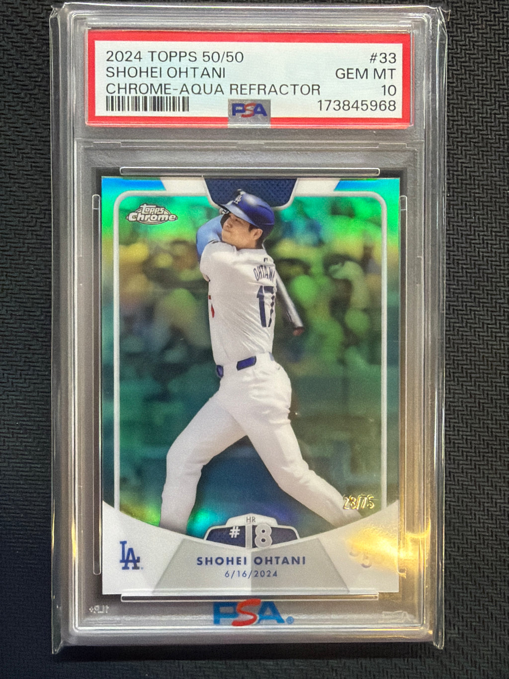 2024 Topps 50/50 Shohei Ohtani Chrome Aqua /75 PSA 10 968