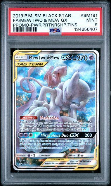 2019 Pkemon Power Partnership Promo Mewtwo & Mew GX SM191 PSA 9