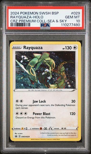 2024 Pokemn Crown Zenith Premium Collection Sea & Sky Promo Rayquaza 029 PSA 10